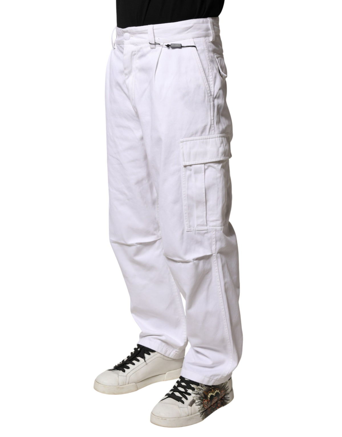 Dolce & Gabbana White Cotton Men Cargo Denim Trouser Men's Jeans (Pre-Owned)