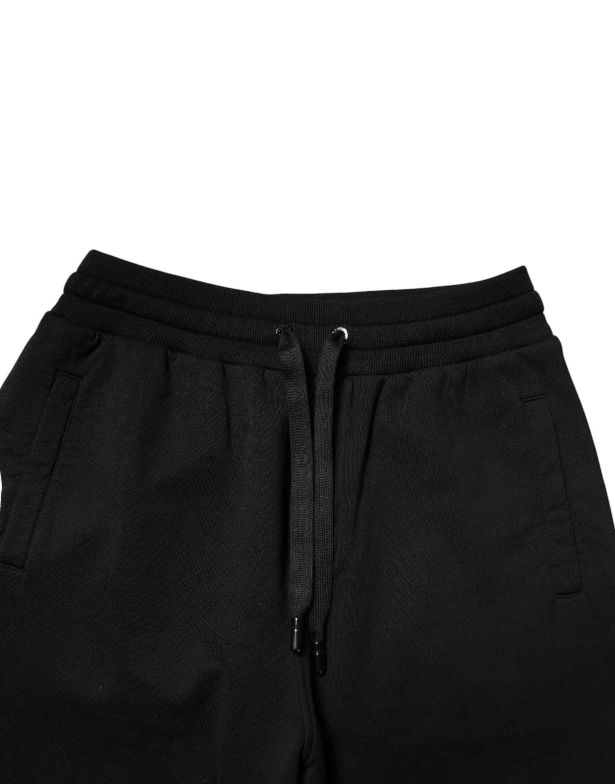 Dolce & Gabbana Black Cotton Mid Waist Jogger Trousers Men's Pants (Pre-Owned)