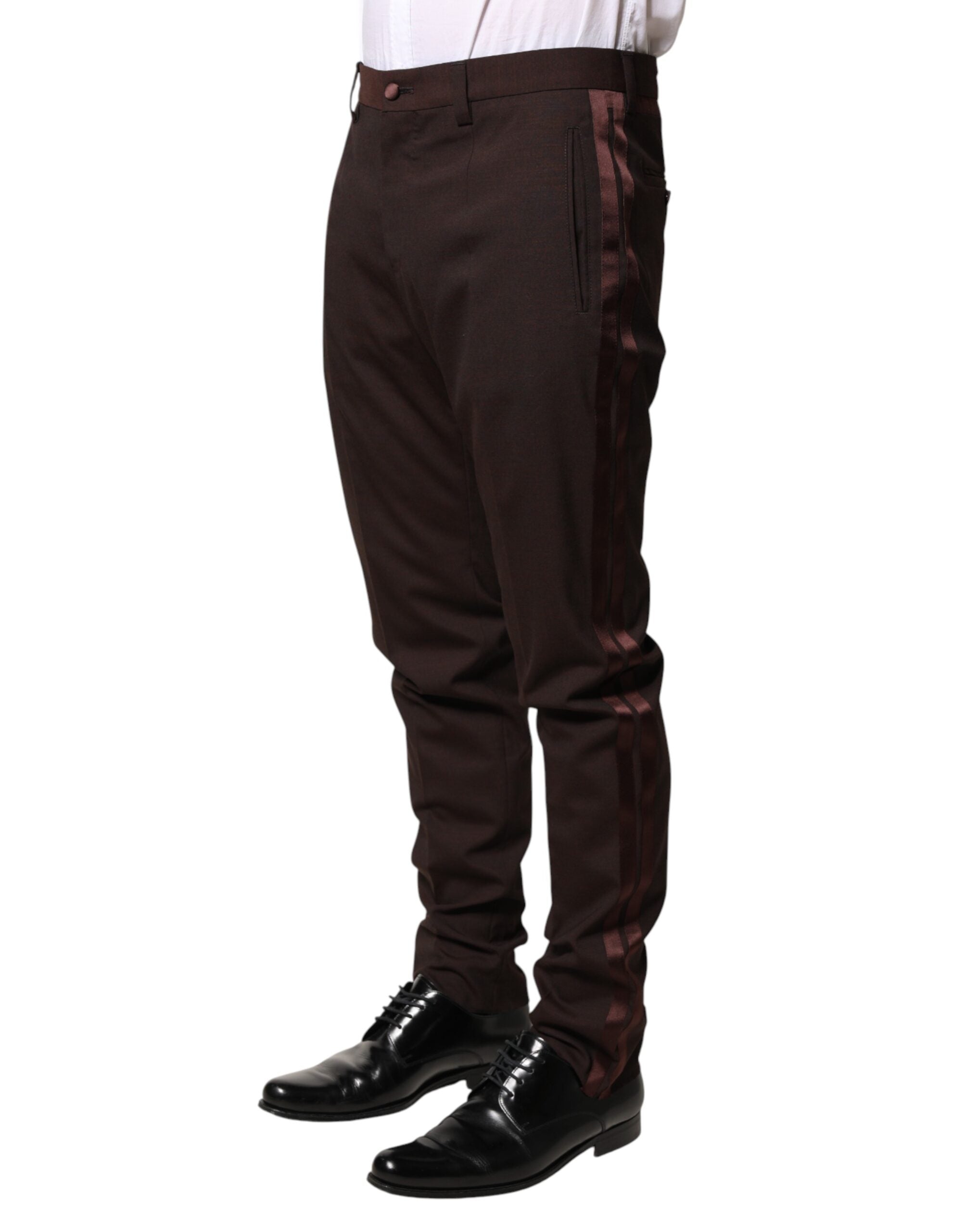 Dolce & Gabbana Brown Polyester Men Dress Trousers Men's Pants