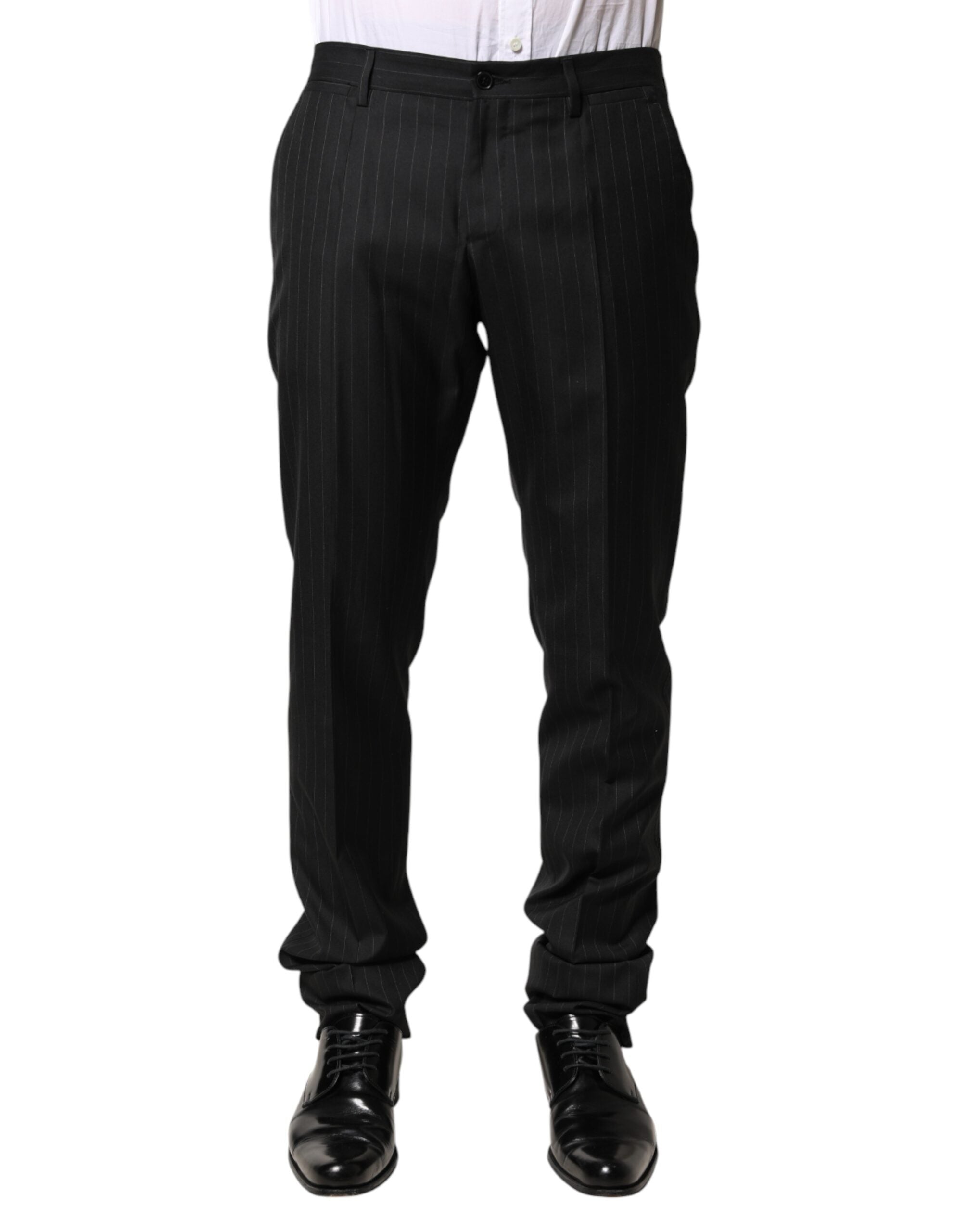 Dolce & Gabbana Black Stripes Wool Men Dress Trousers Men's Pants