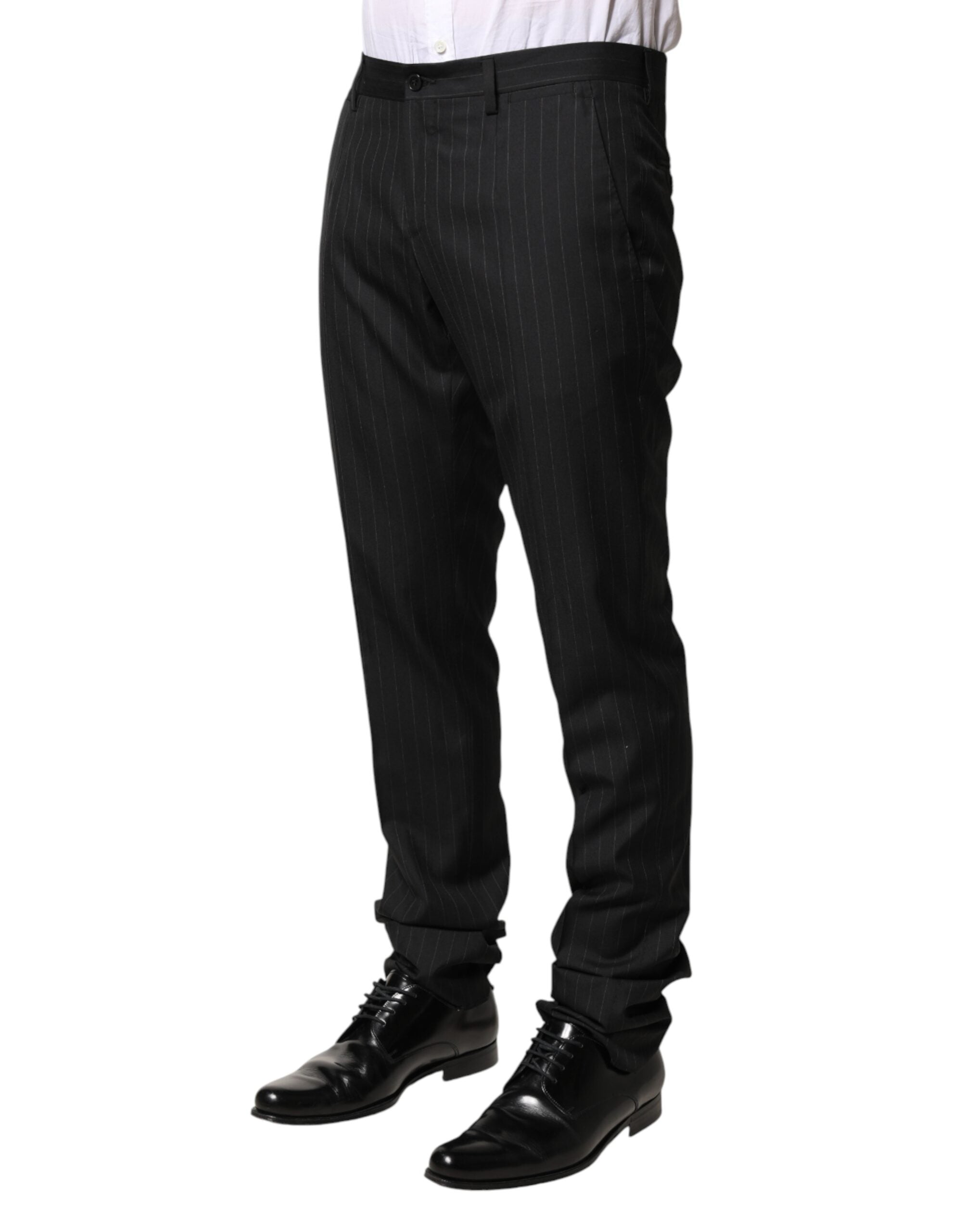 Dolce & Gabbana Black Stripes Wool Men Dress Trousers Men's Pants