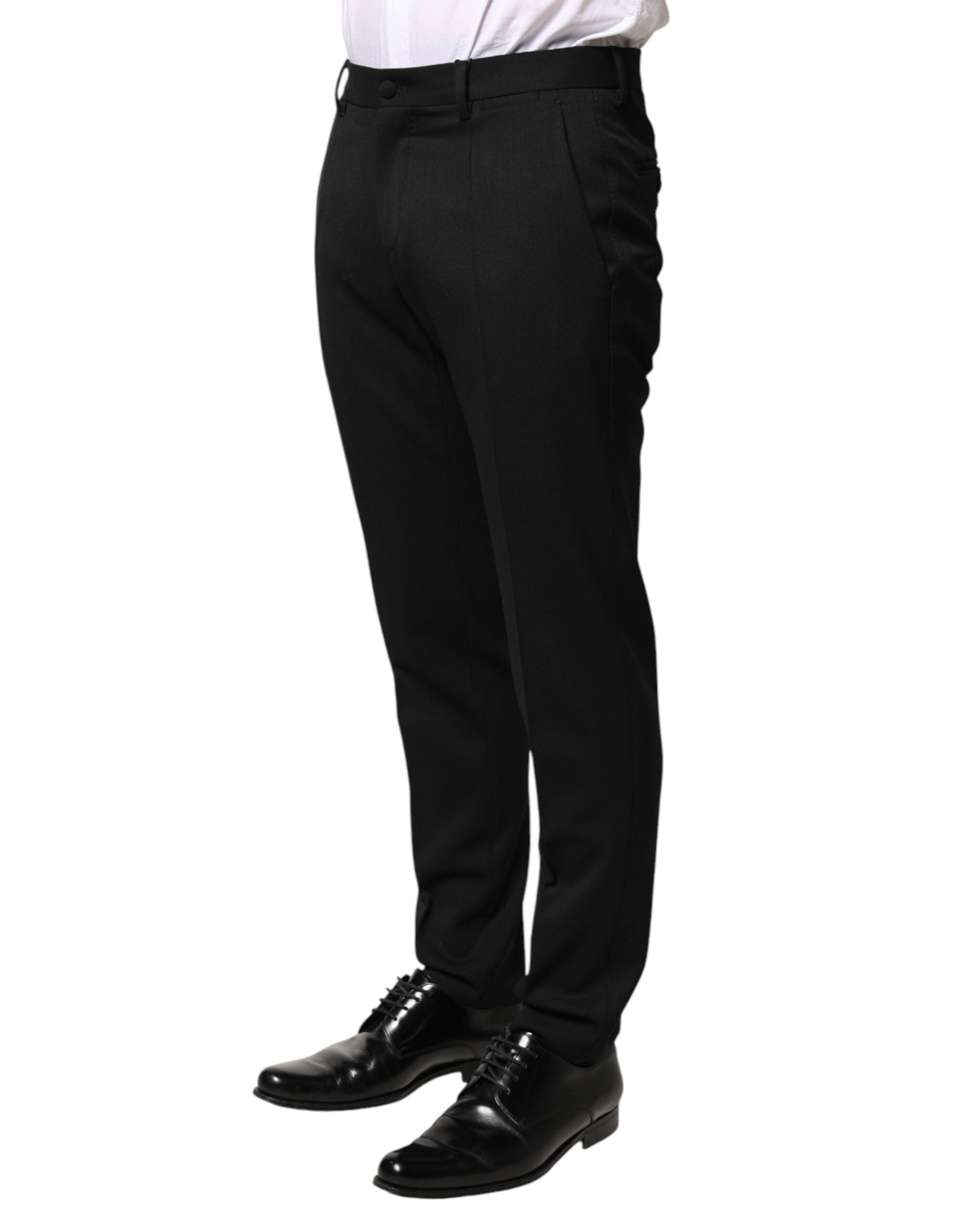 Dolce & Gabbana Black Wool Mid Waist Men Dress Trousers Men's Pants