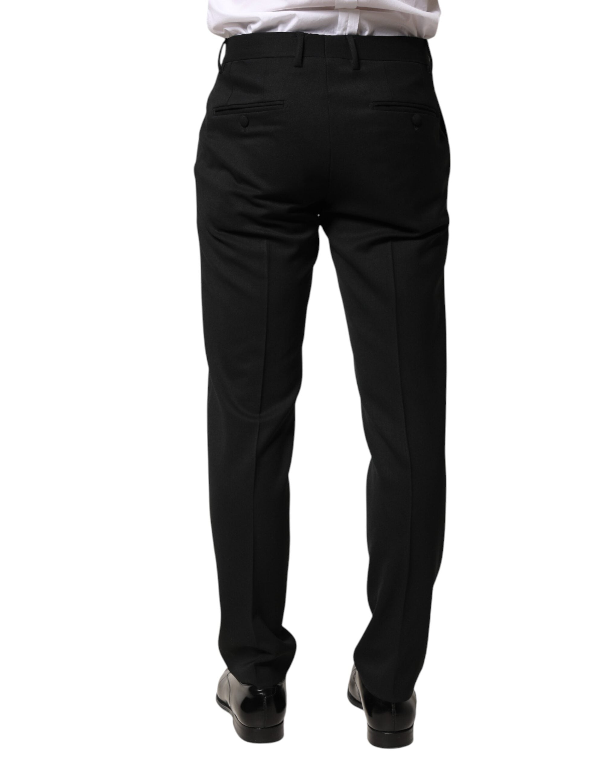 Dolce & Gabbana Black Wool Mid Waist Men Dress Trousers Men's Pants