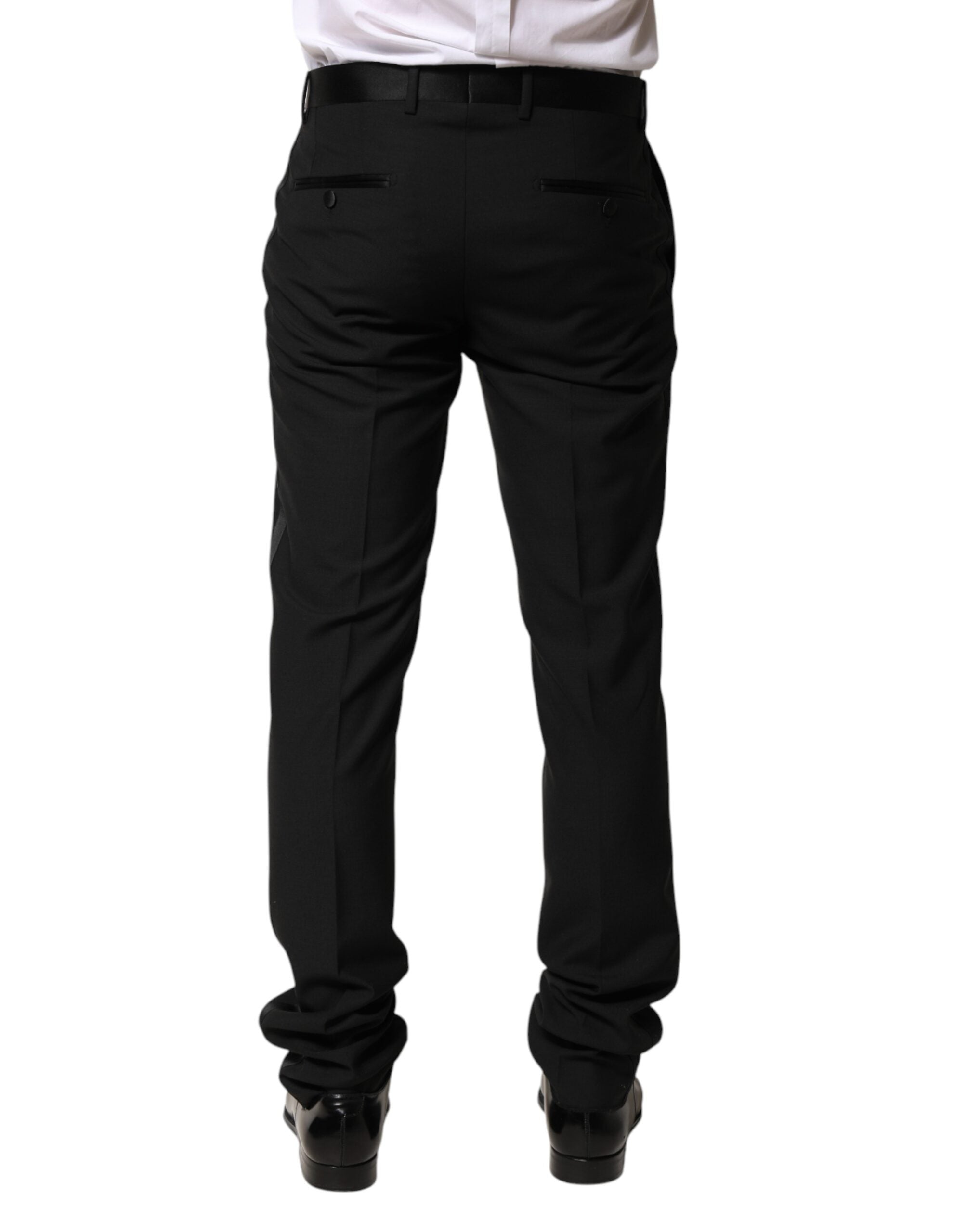 Dolce & Gabbana Black Wool Mid Waist Men Dress Trousers Men's Pants