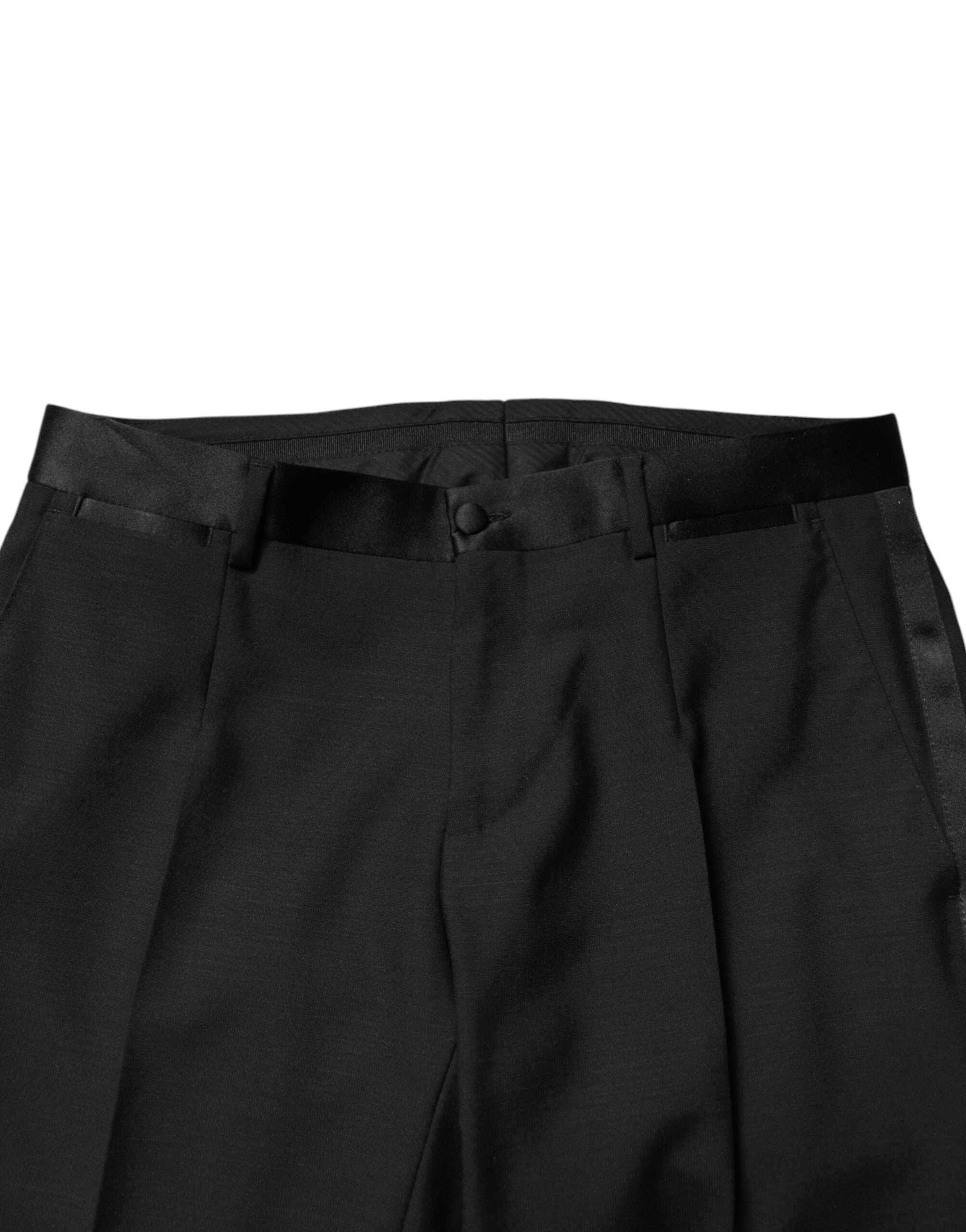 Dolce & Gabbana Black Wool Mid Waist Men Dress Trousers Men's Pants