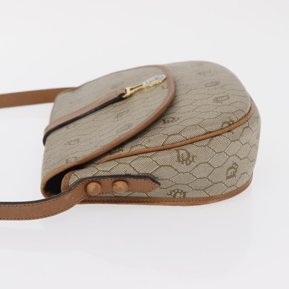 Christian Dior Vintage Honeycomb Canvas And Leather Beige Canvas Shoulder Bag Bag (Pre-Owned)
