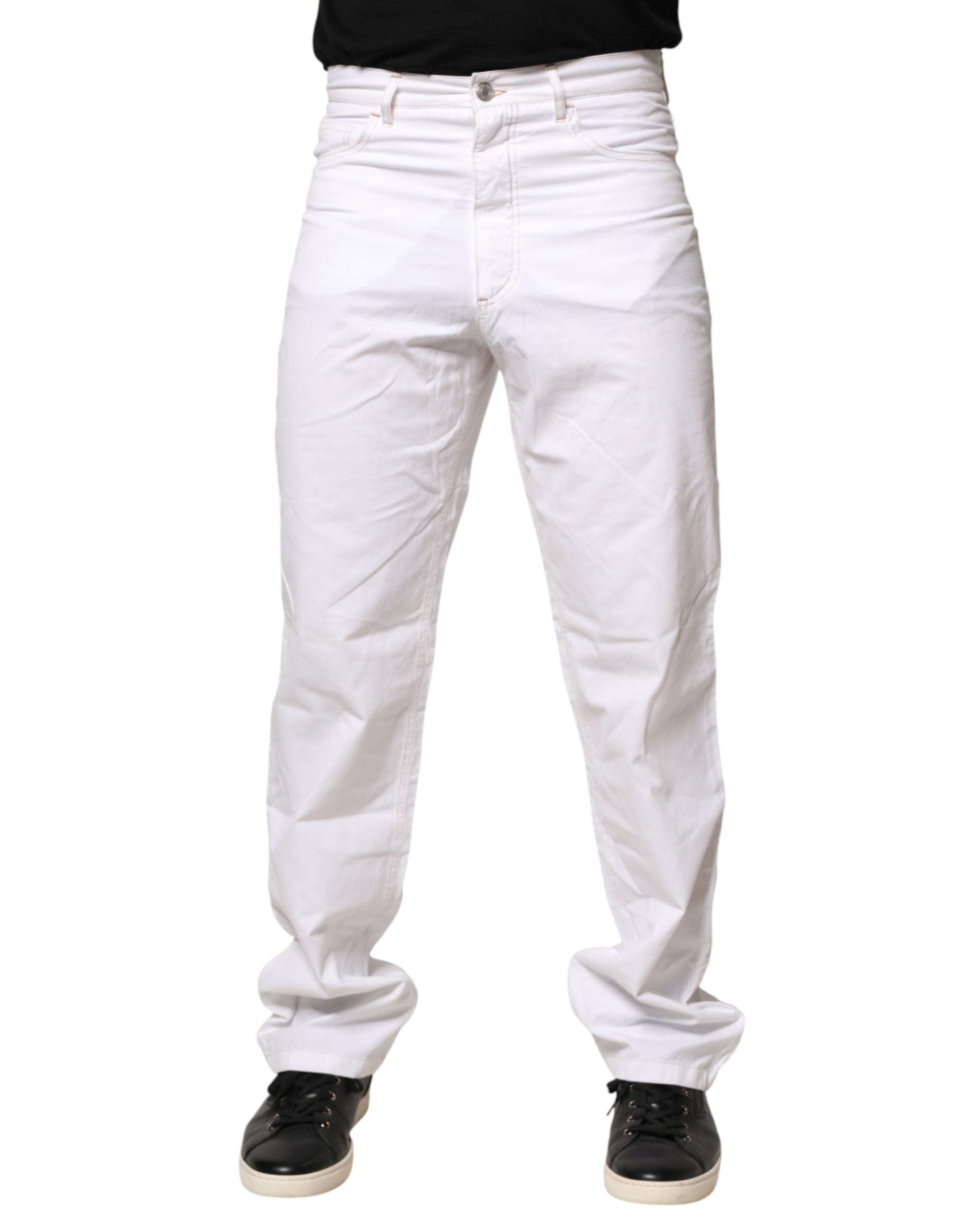 Fred Perry White Cotton Mid Waist Straight Men Denim Men's Jeans (Pre-Owned)
