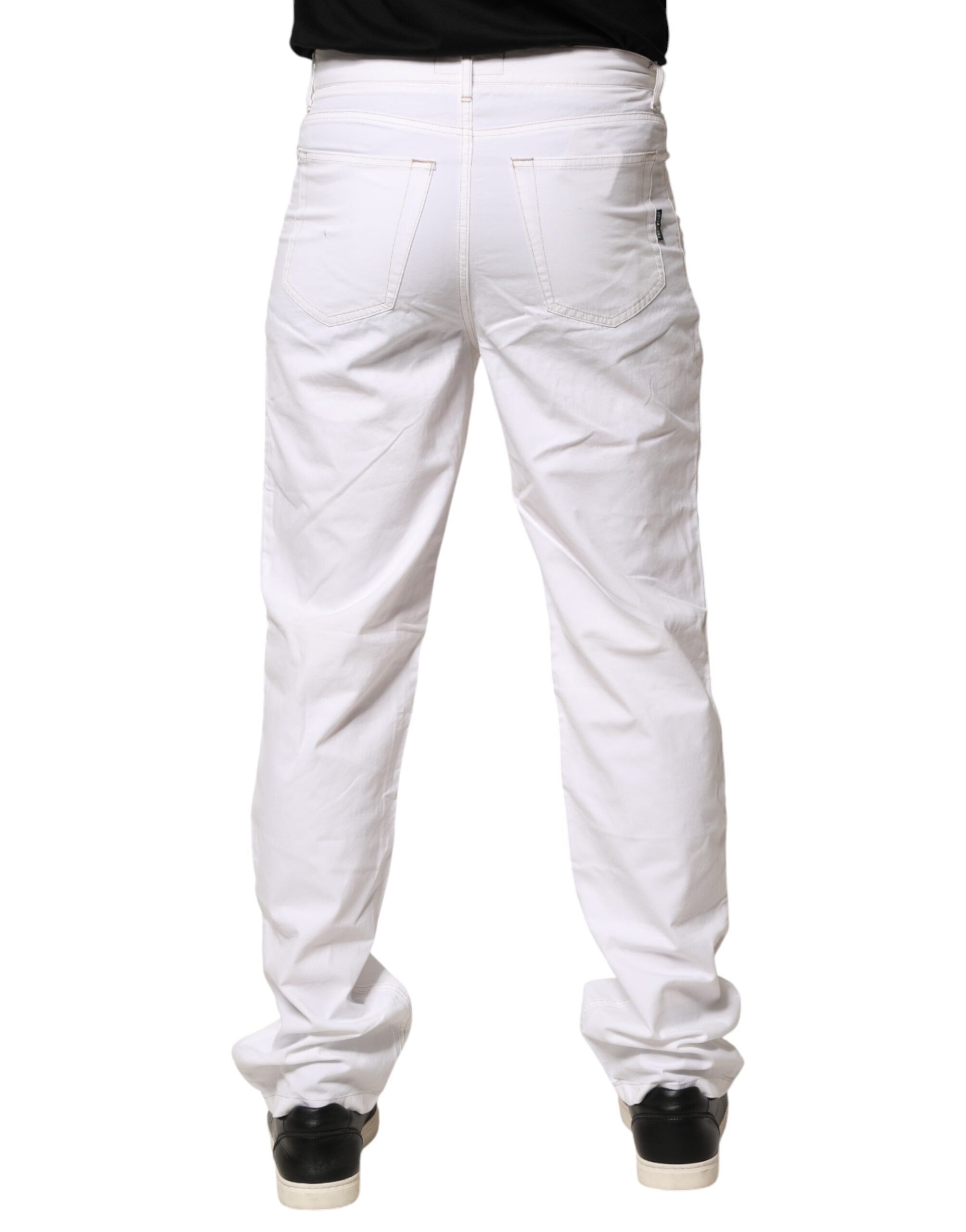 Fred Perry White Cotton Mid Waist Straight Men Denim Men's Jeans (Pre-Owned)
