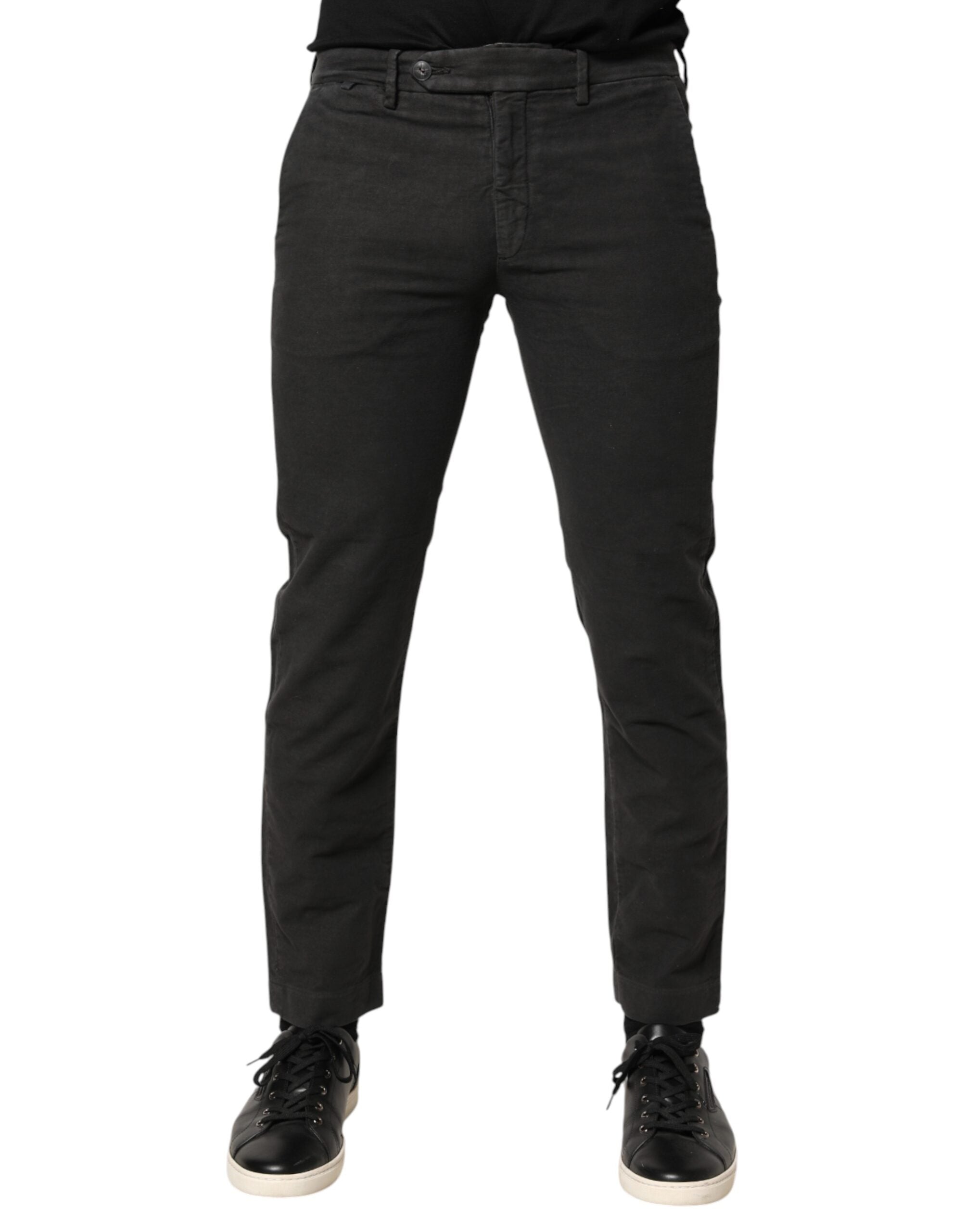 Maison Clochard Dark Gray Cotton Mid Waist Skinny Men Denim Men's Jeans
