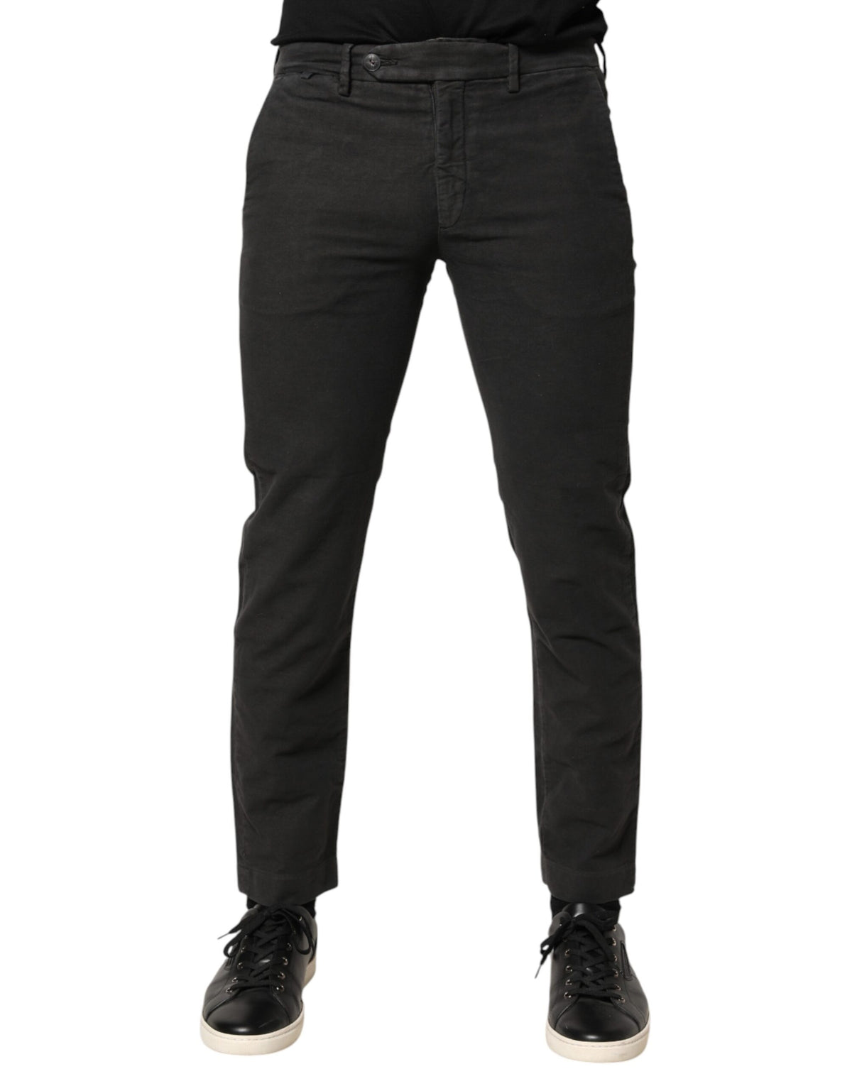 Maison Clochard Dark Gray Cotton Mid Waist Skinny Men Denim Men's Jeans