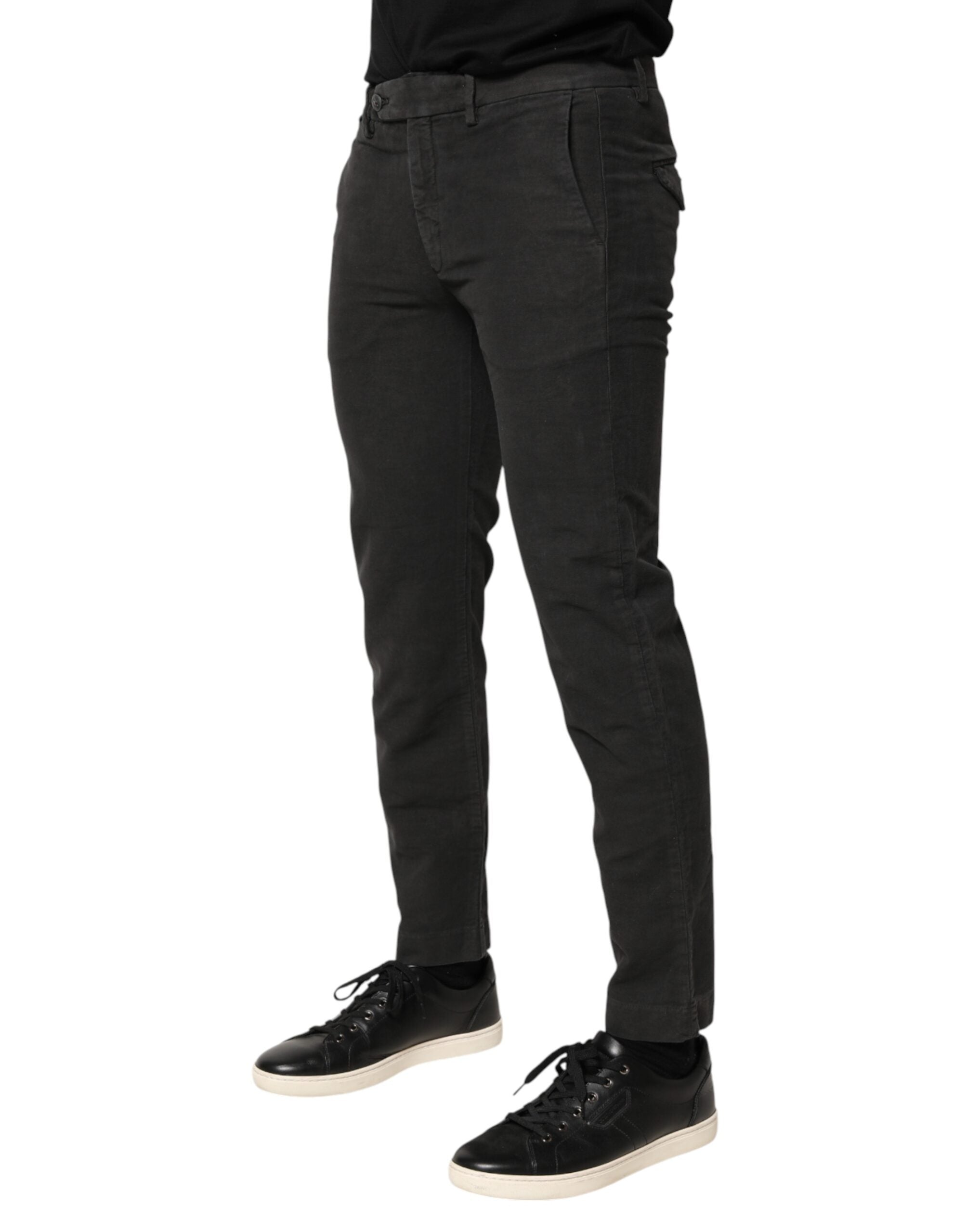 Maison Clochard Dark Gray Cotton Mid Waist Skinny Men Denim Men's Jeans