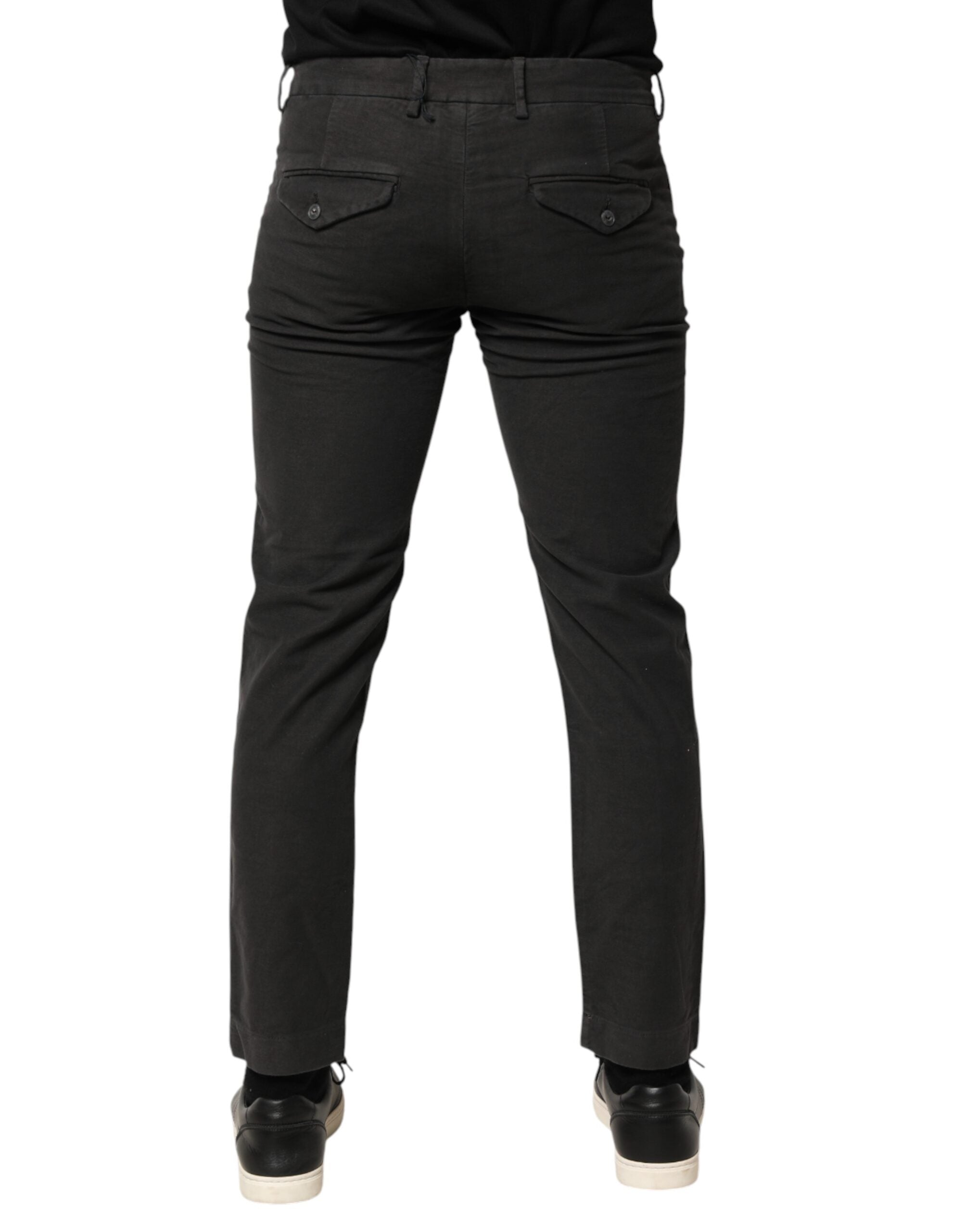 Maison Clochard Dark Gray Cotton Mid Waist Skinny Men Denim Men's Jeans