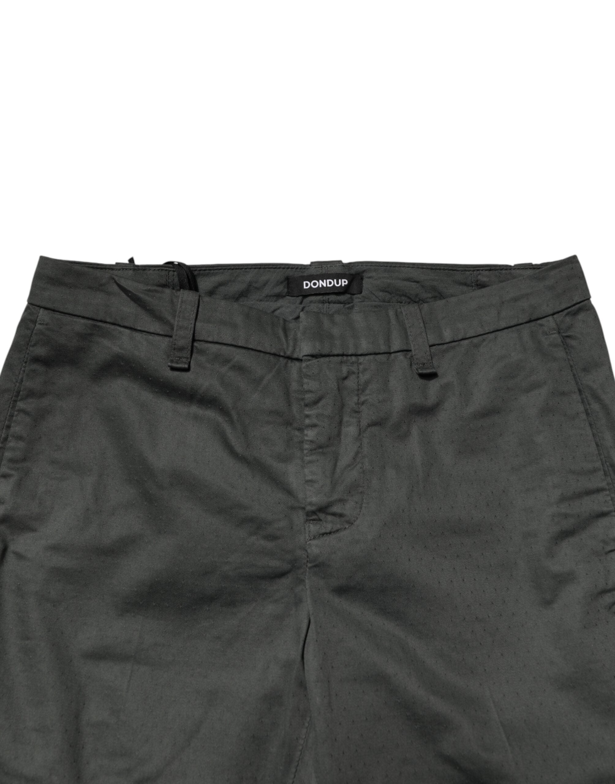 Dondup Dark Gray Cotton Mid Waist Skinny Men Chino Trouser Men's Pants