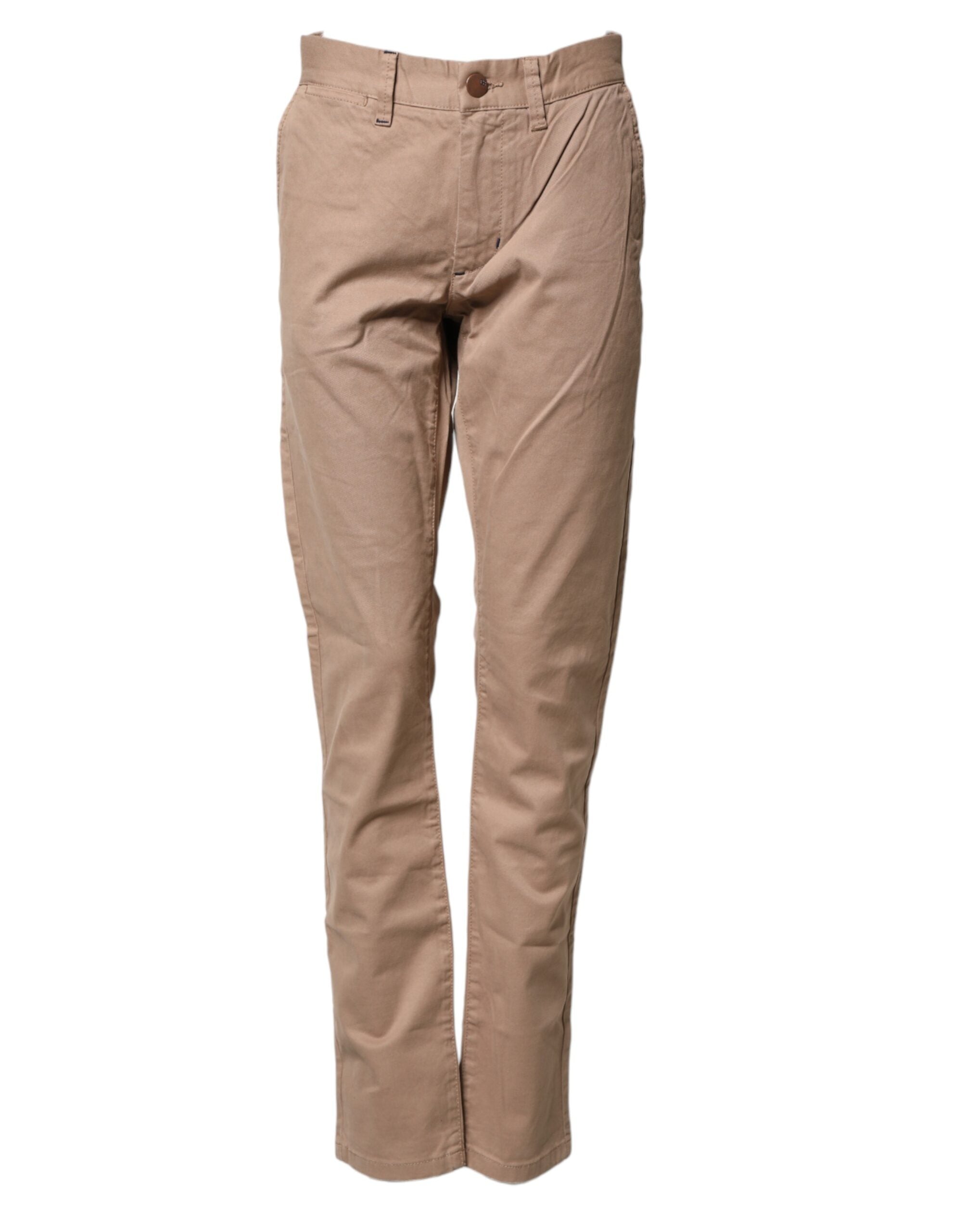 Sun68 Beige Cotton Mid Waist Straight Men Chino Trouser Men's Pants