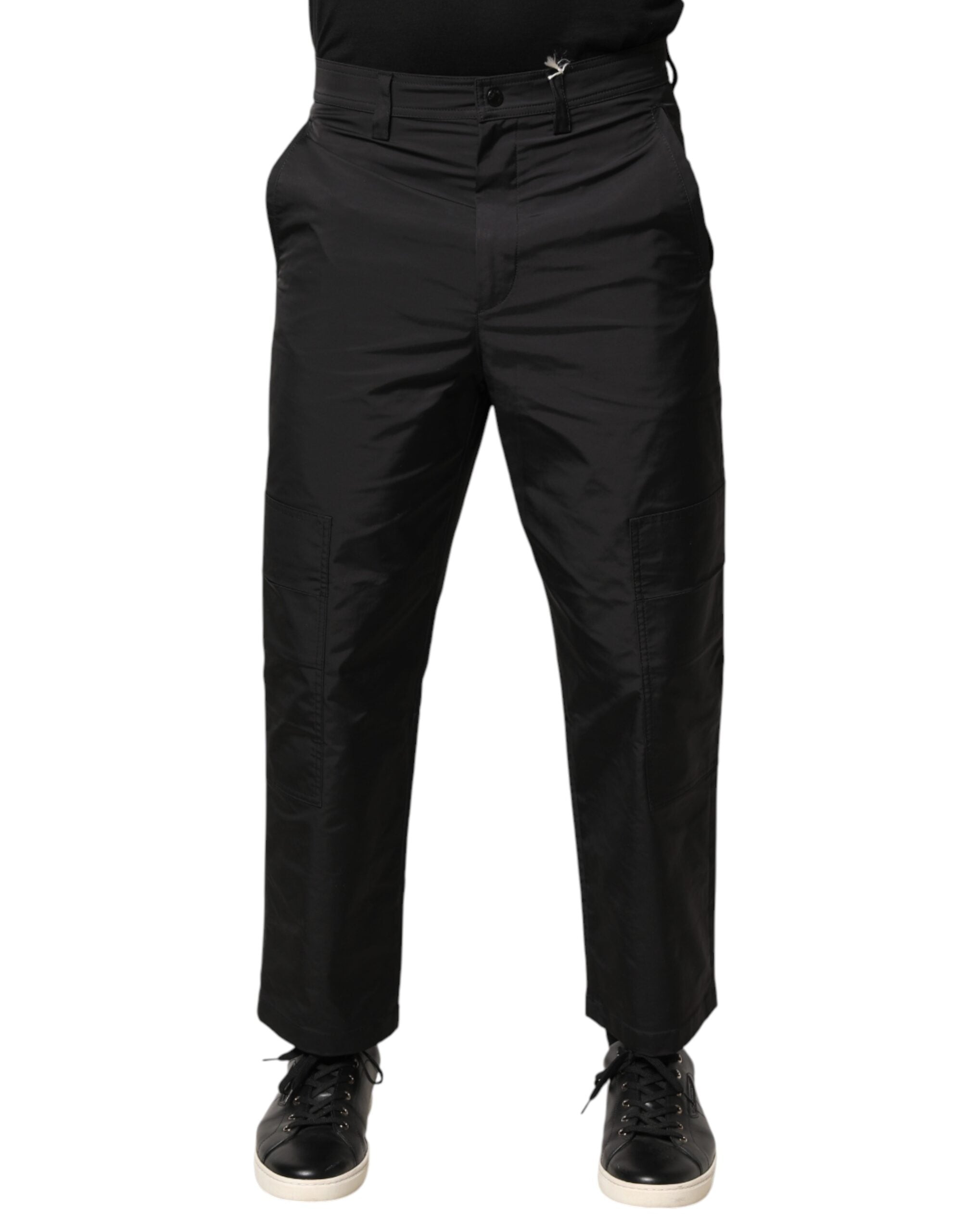 Black Mid Waist Men Tapered Dress Trouser Men's Pants (Pre-Owned)