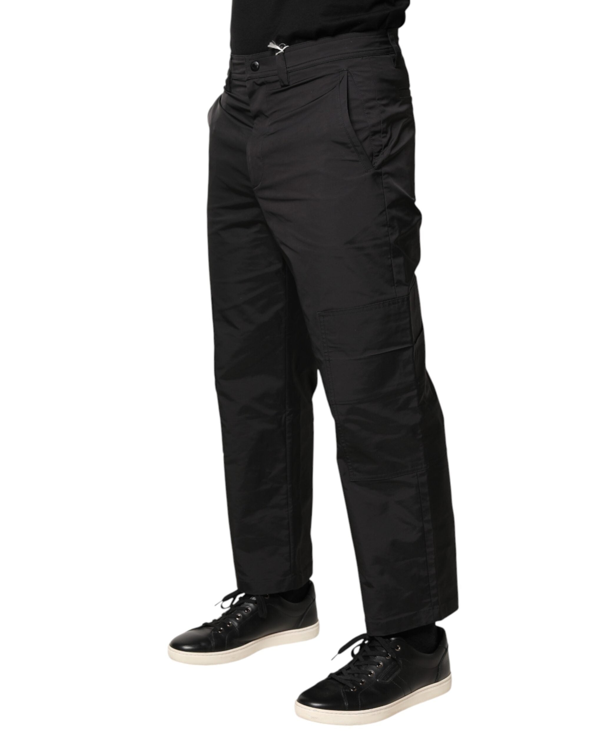 Black Mid Waist Men Tapered Dress Trouser Men's Pants (Pre-Owned)