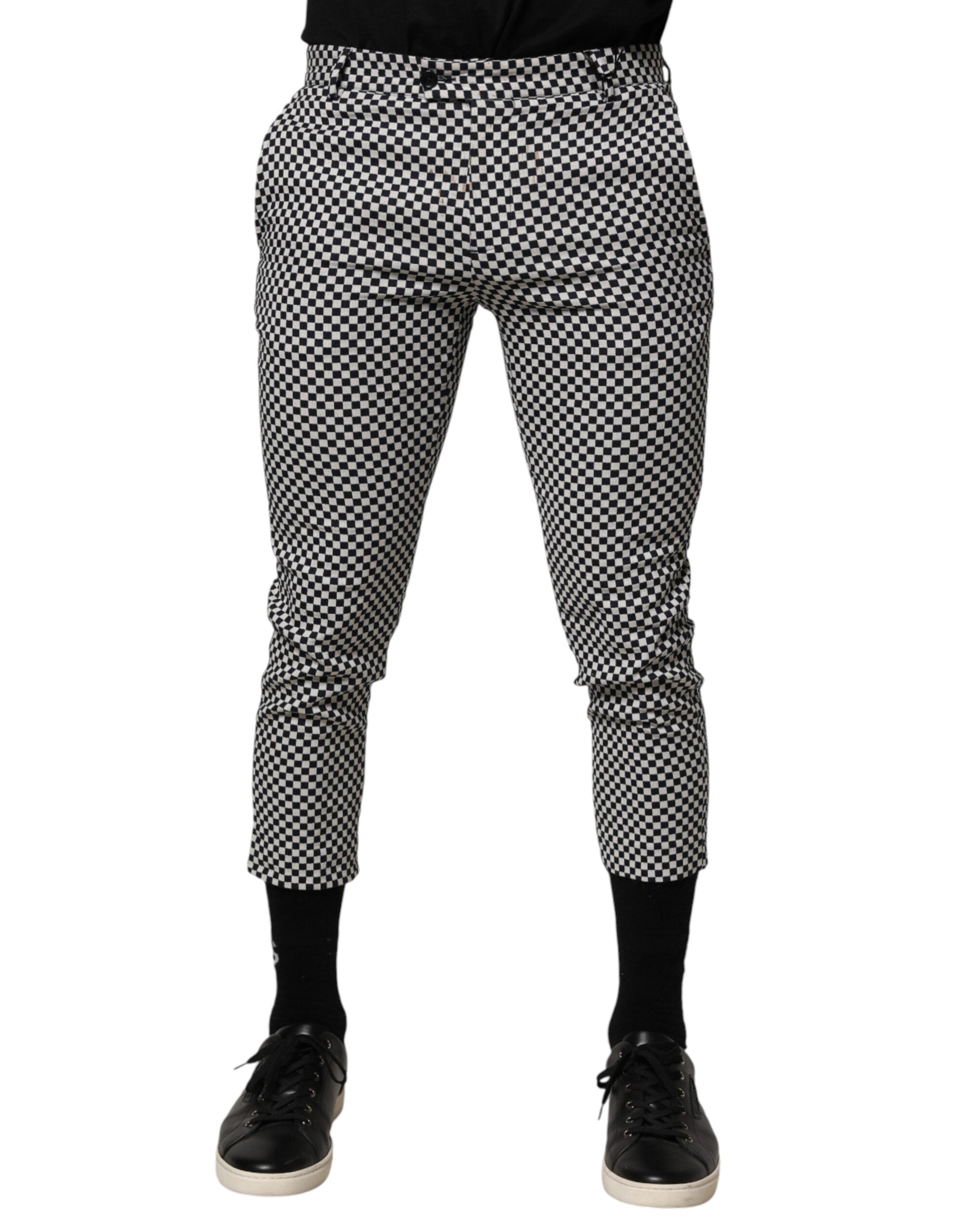 Daniele Alessandrini Black White Checkered Men Cropped Men's Pants (Pre-Owned)