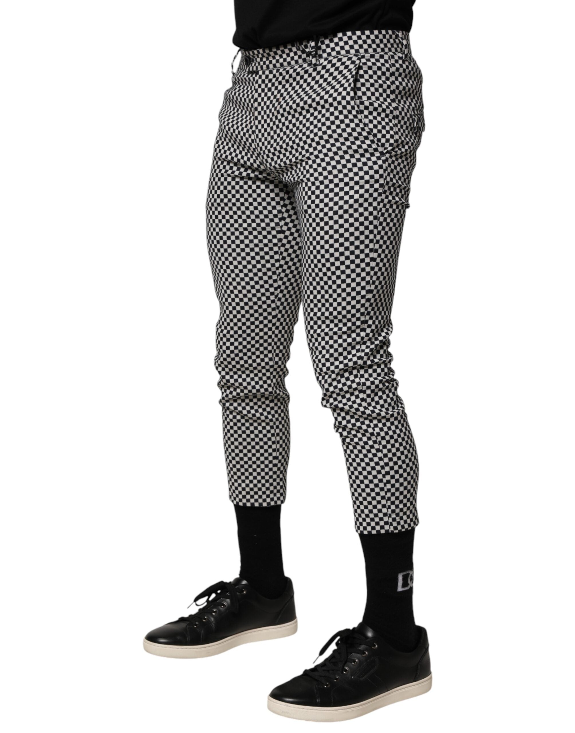 Daniele Alessandrini Black White Checkered Men Cropped Men's Pants (Pre-Owned)