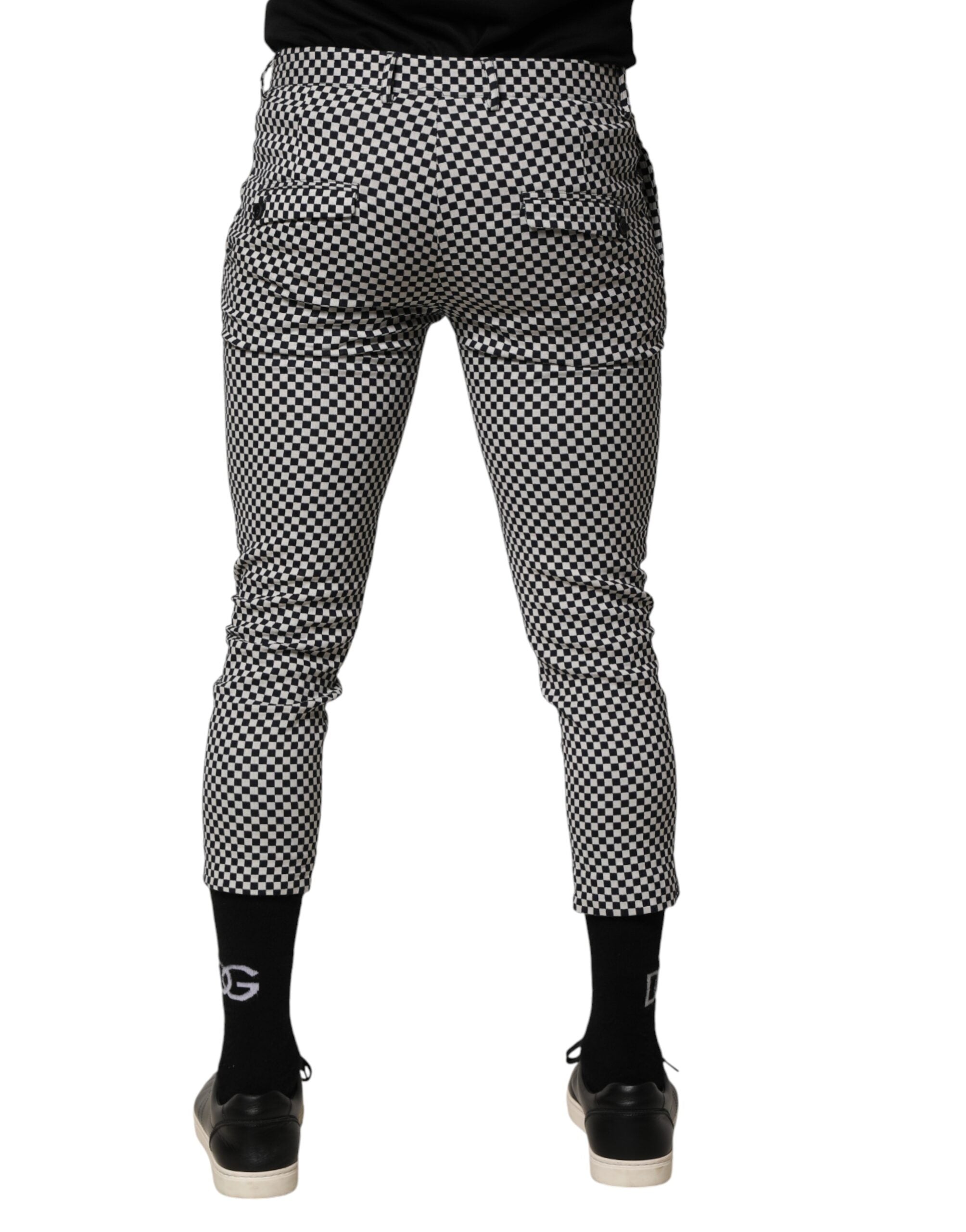 Daniele Alessandrini Black White Checkered Men Cropped Men's Pants (Pre-Owned)