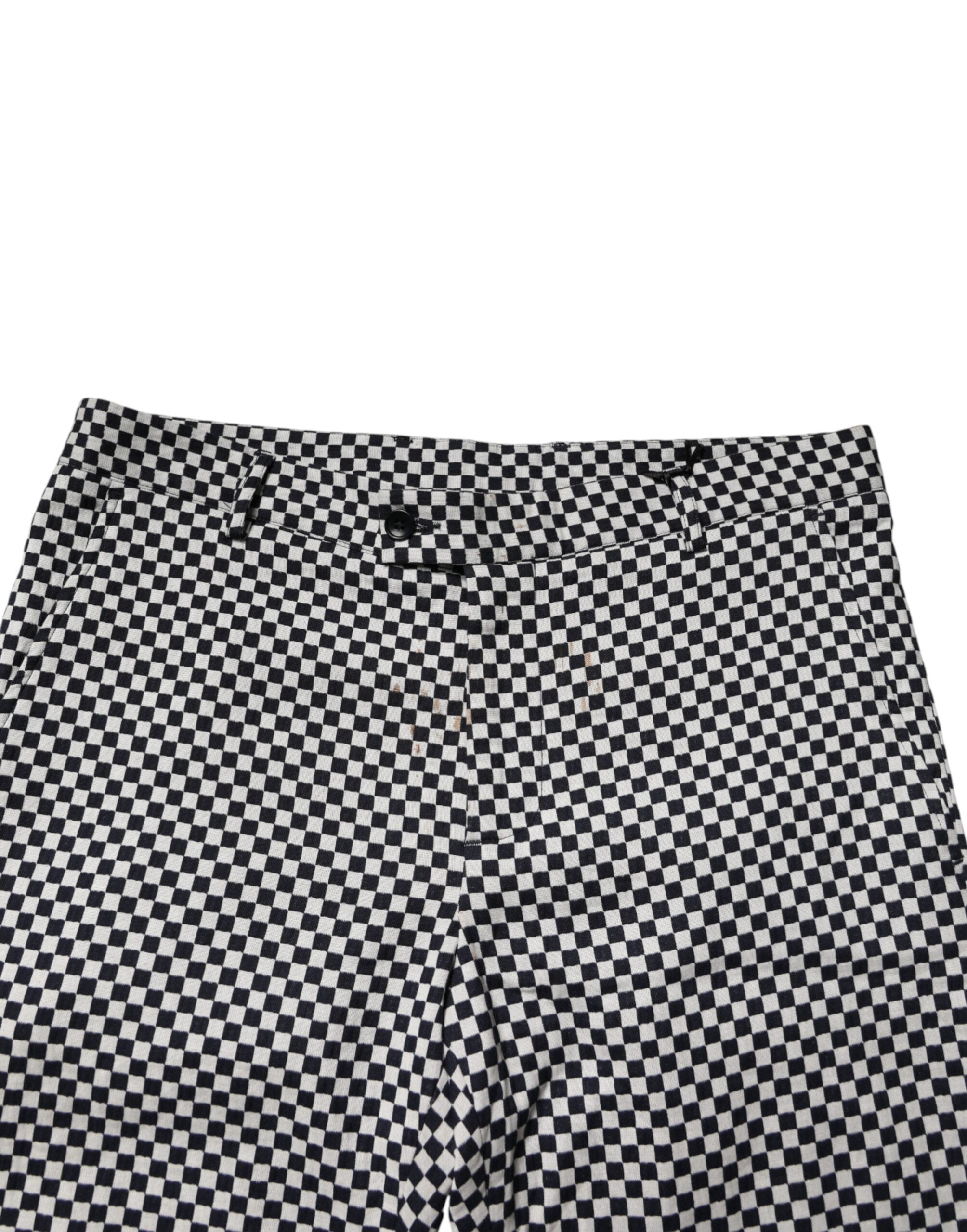 Daniele Alessandrini Black White Checkered Men Cropped Men's Pants (Pre-Owned)