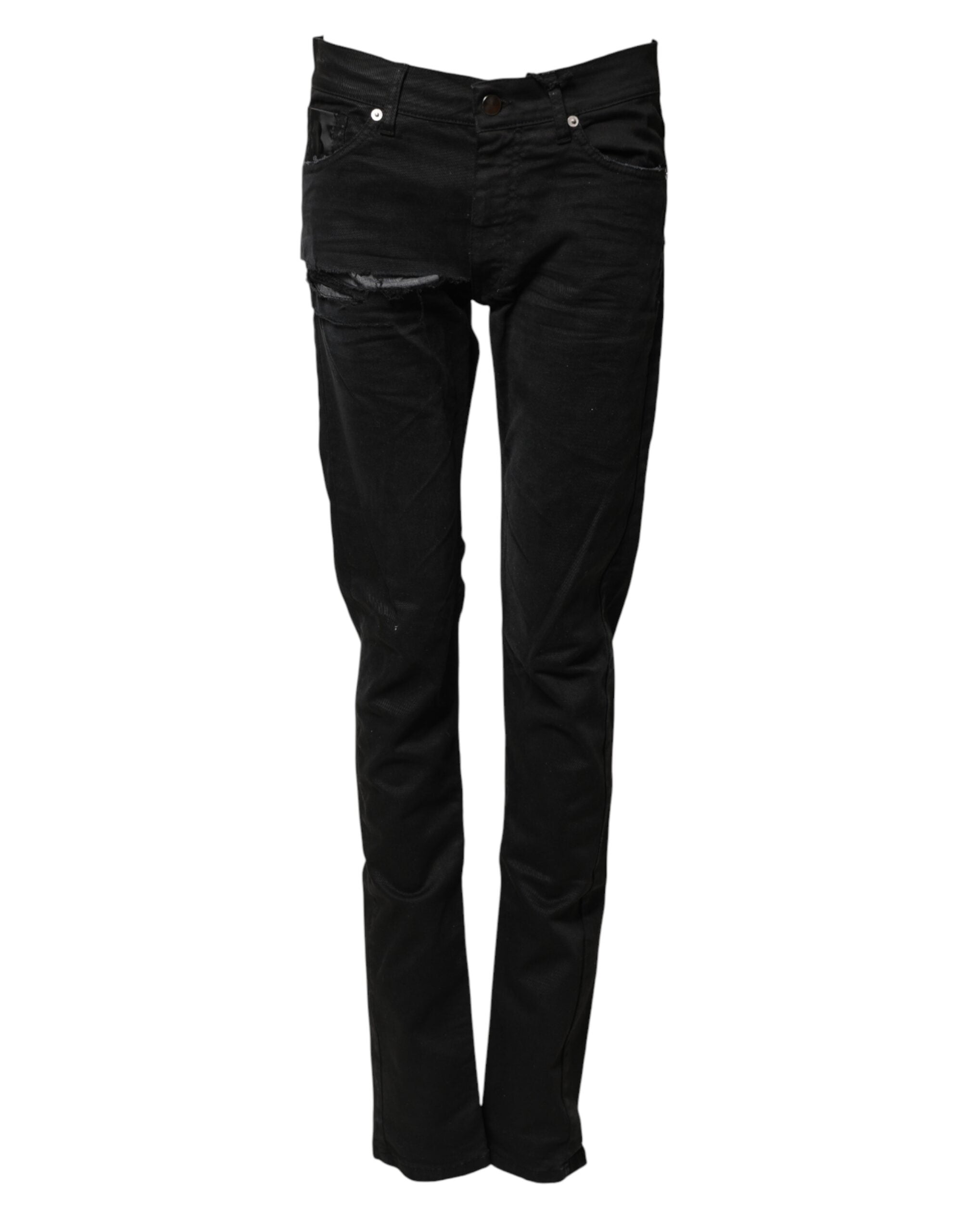 Karl Lagerfeld Black Tattered Men Skinny Denim Trouser Men's Jeans (Pre-Owned)