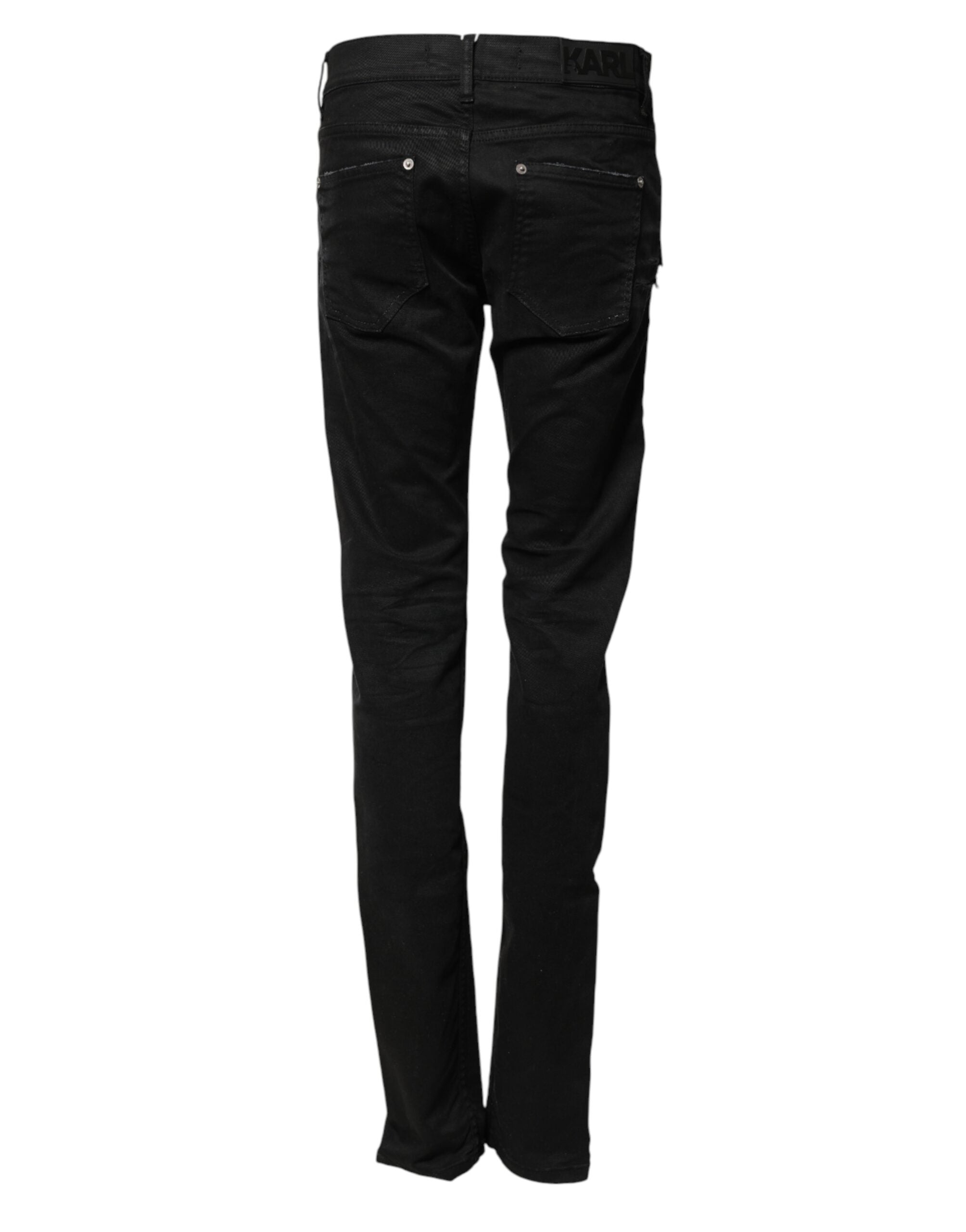 Karl Lagerfeld Black Tattered Men Skinny Denim Trouser Men's Jeans (Pre-Owned)