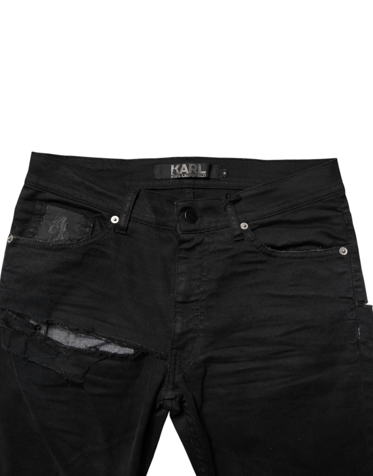 Karl Lagerfeld Black Tattered Men Skinny Denim Trouser Men's Jeans (Pre-Owned)