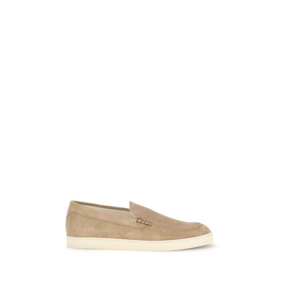 Brunello Cucinelli Beige Calf Leather Bos Taurus Slip-On Men's Loafers