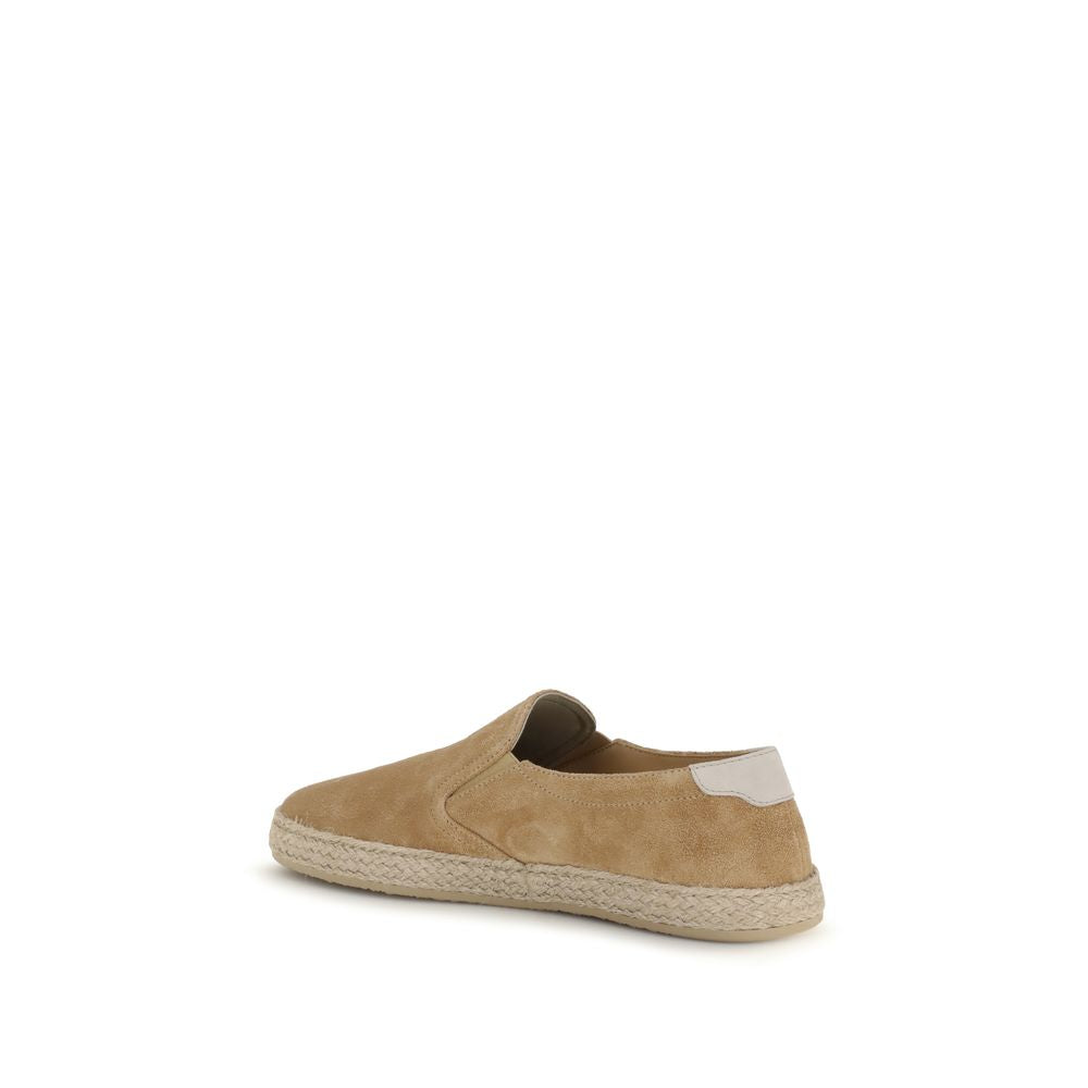 Brunello Cucinelli Beige Calf Leather Bos Taurus Men's Espadrilles