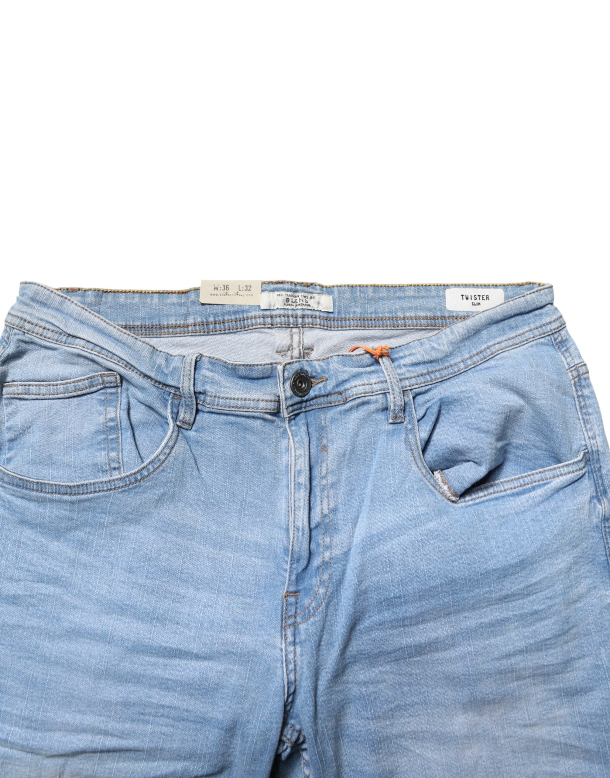 Blend Light Blue Twister Mid Waist Skinny Fit Men Denim Men's Jeans (Pre-Owned)