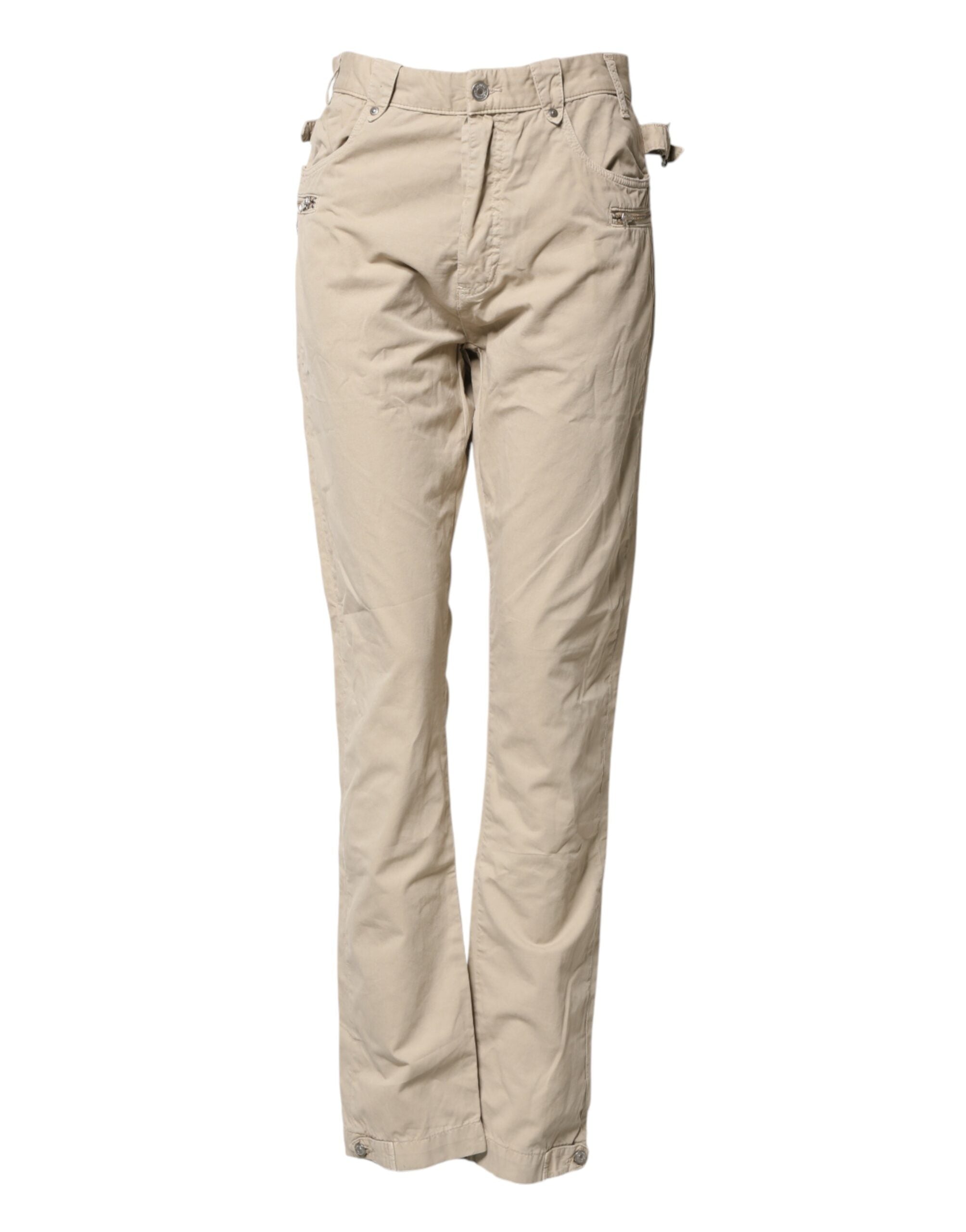 Daniele Alessandrini Beige Cotton Mid Waist Straight Men Denim Men's Jeans