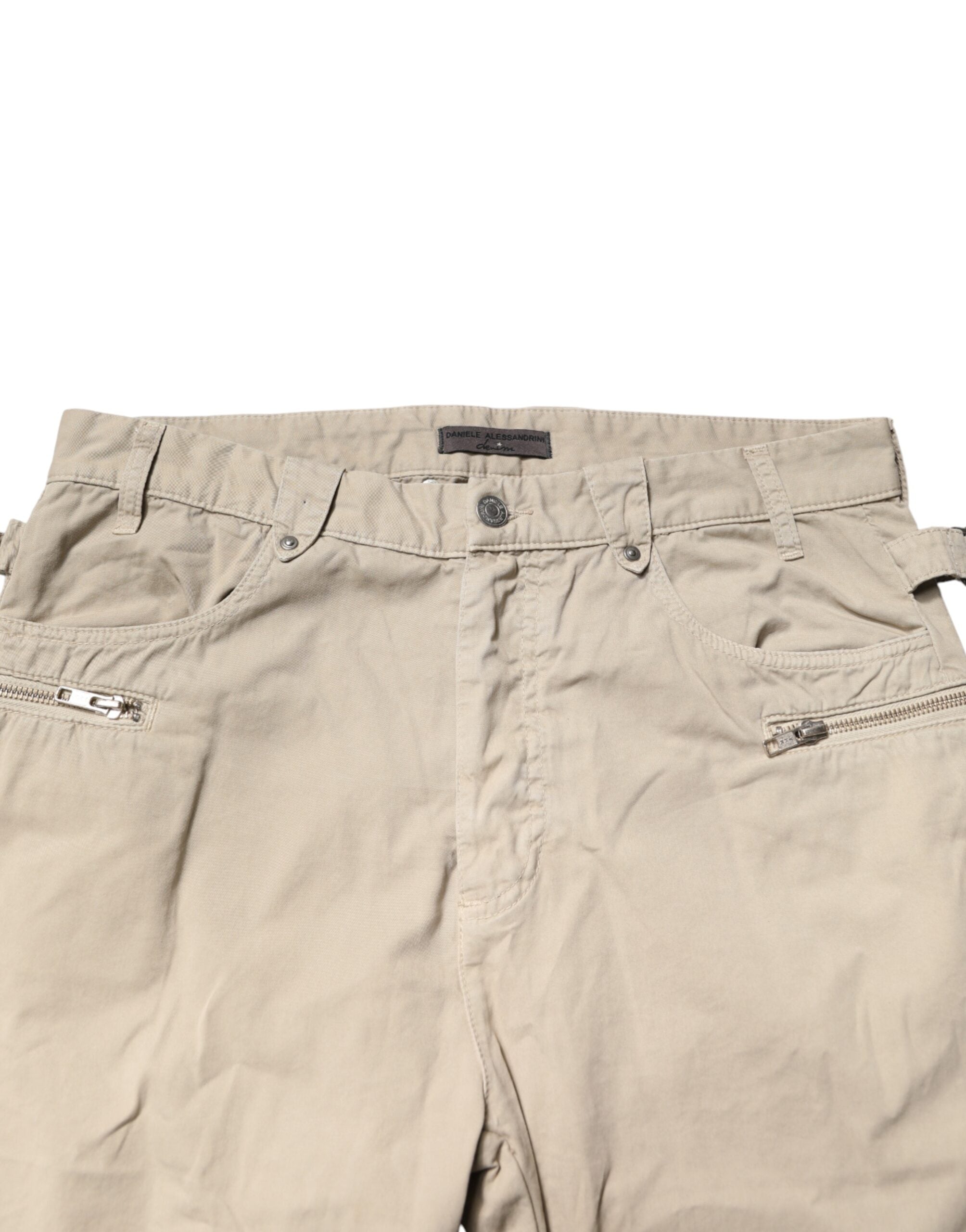 Daniele Alessandrini Beige Cotton Mid Waist Straight Men Denim Men's Jeans