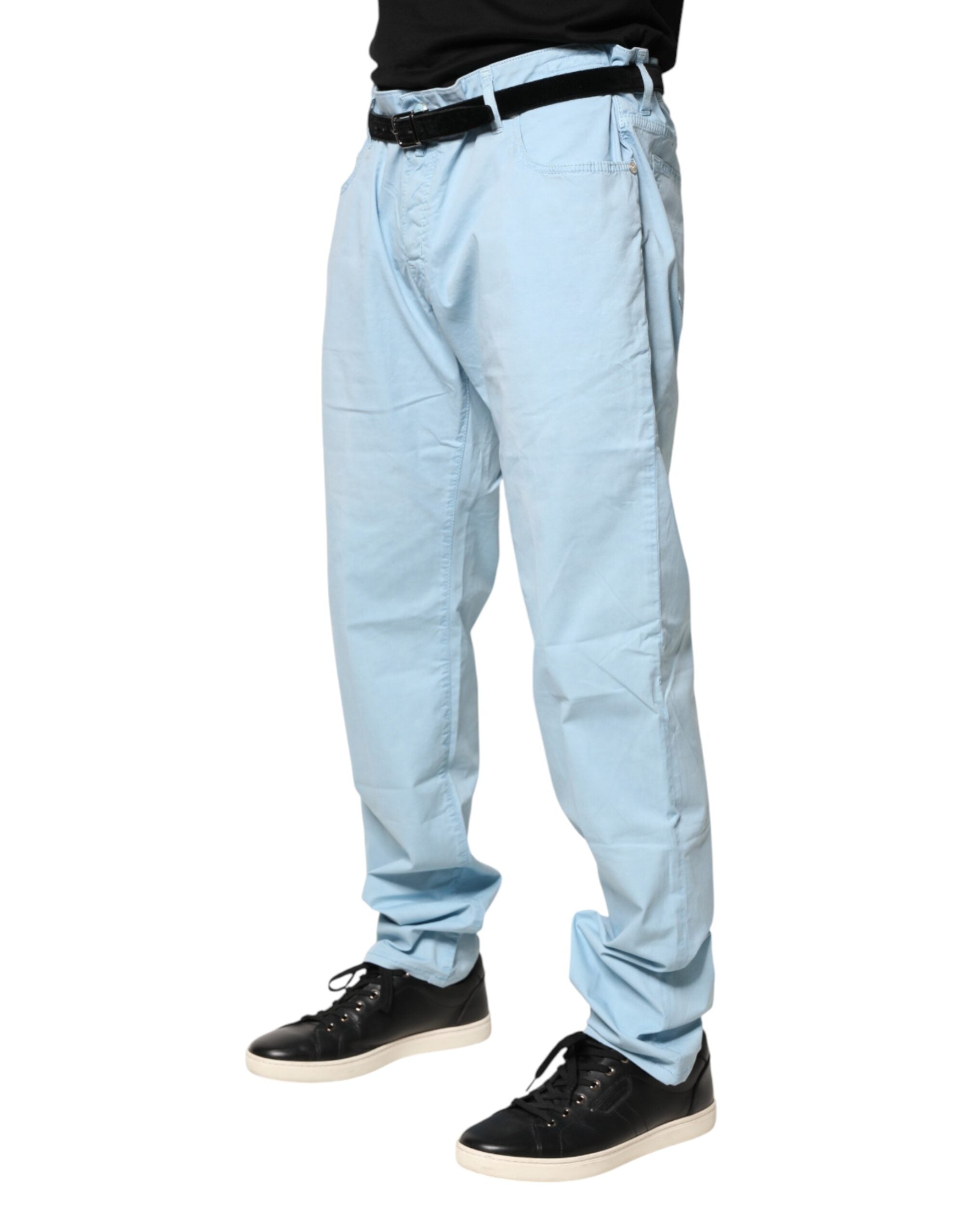 Jacob Cohen Light Blue Cotton Straight Fit Men Denim Men's Jeans (Pre-Owned)