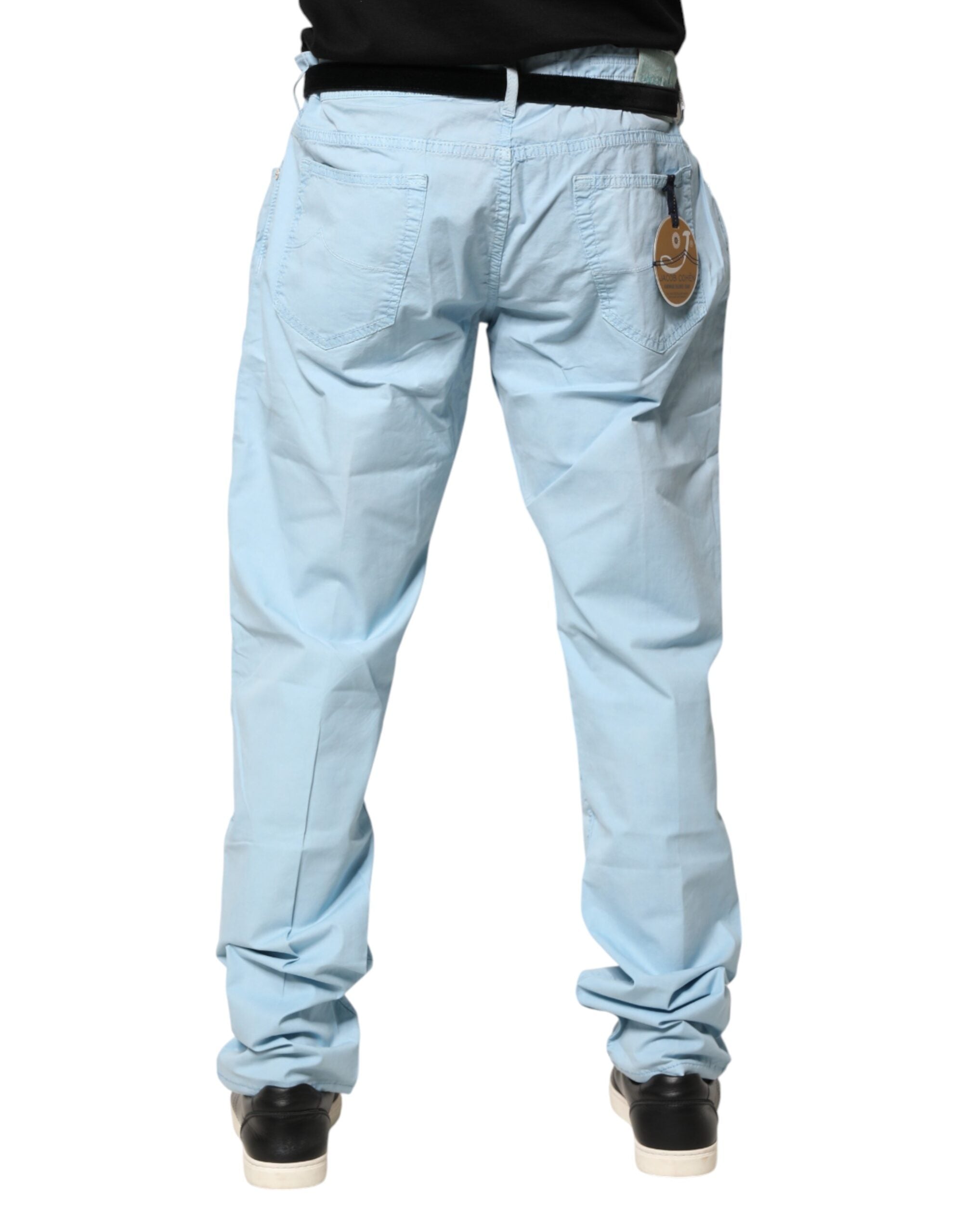 Jacob Cohen Light Blue Cotton Straight Fit Men Denim Men's Jeans (Pre-Owned)