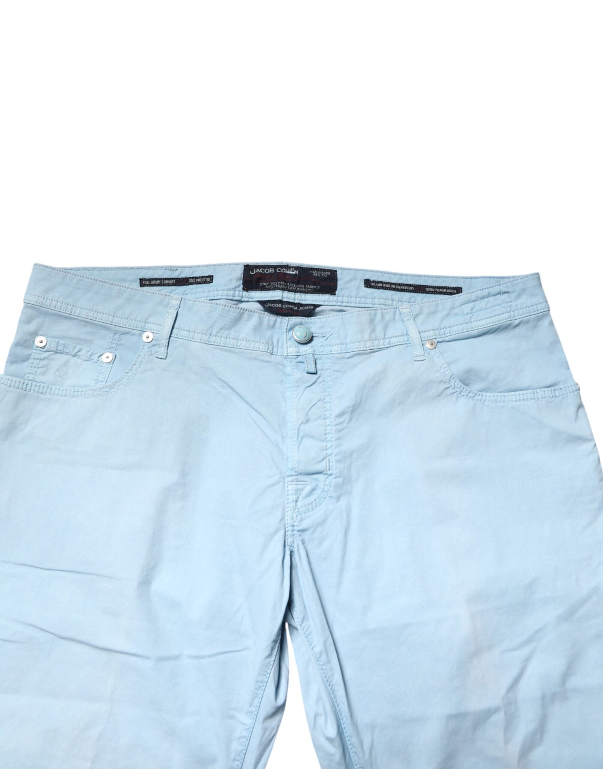 Jacob Cohen Light Blue Cotton Straight Fit Men Denim Men's Jeans (Pre-Owned)