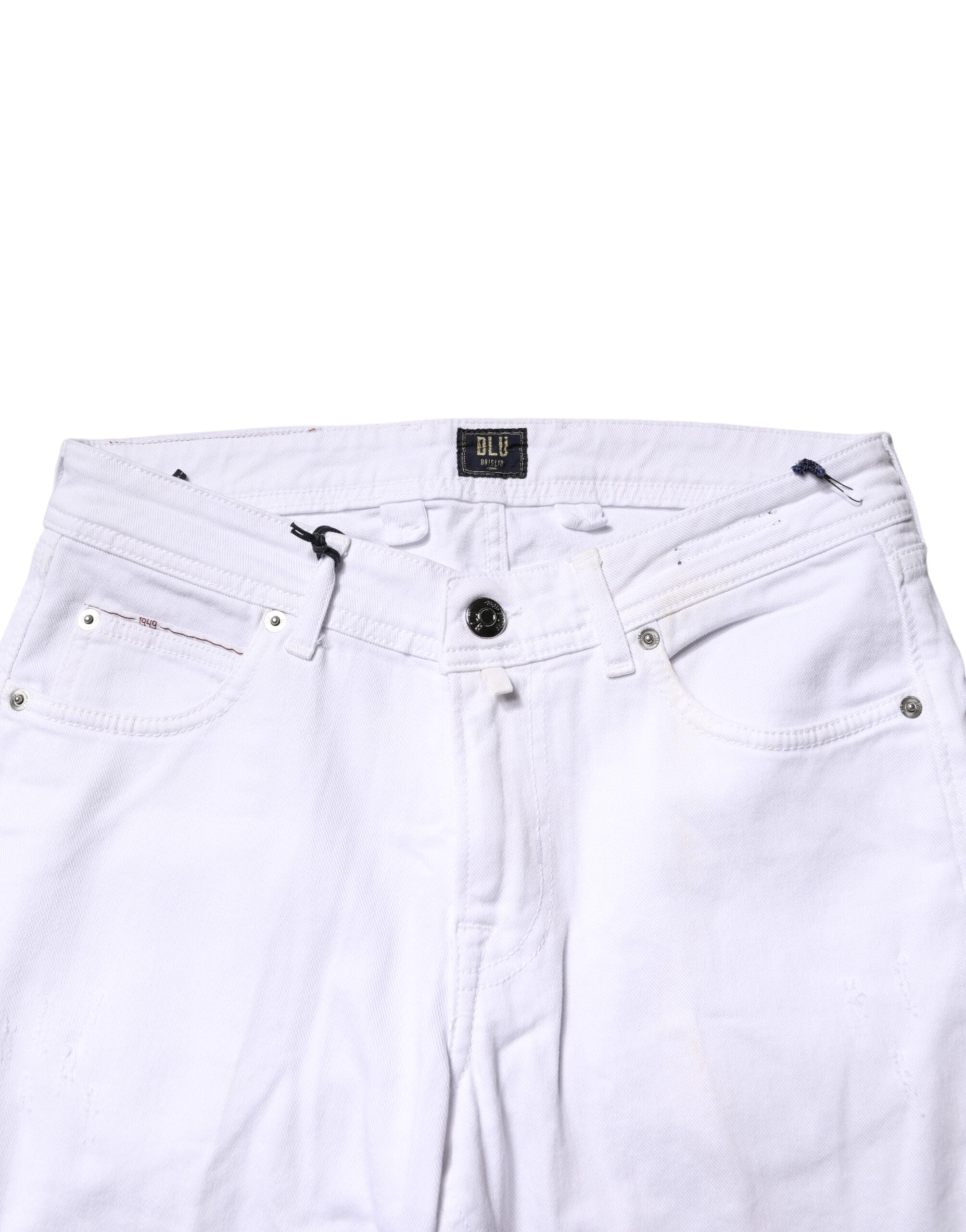 Briglia 1949 White Cotton Straight Fit Men Denim Trouser Men's Jeans (Pre-Owned)