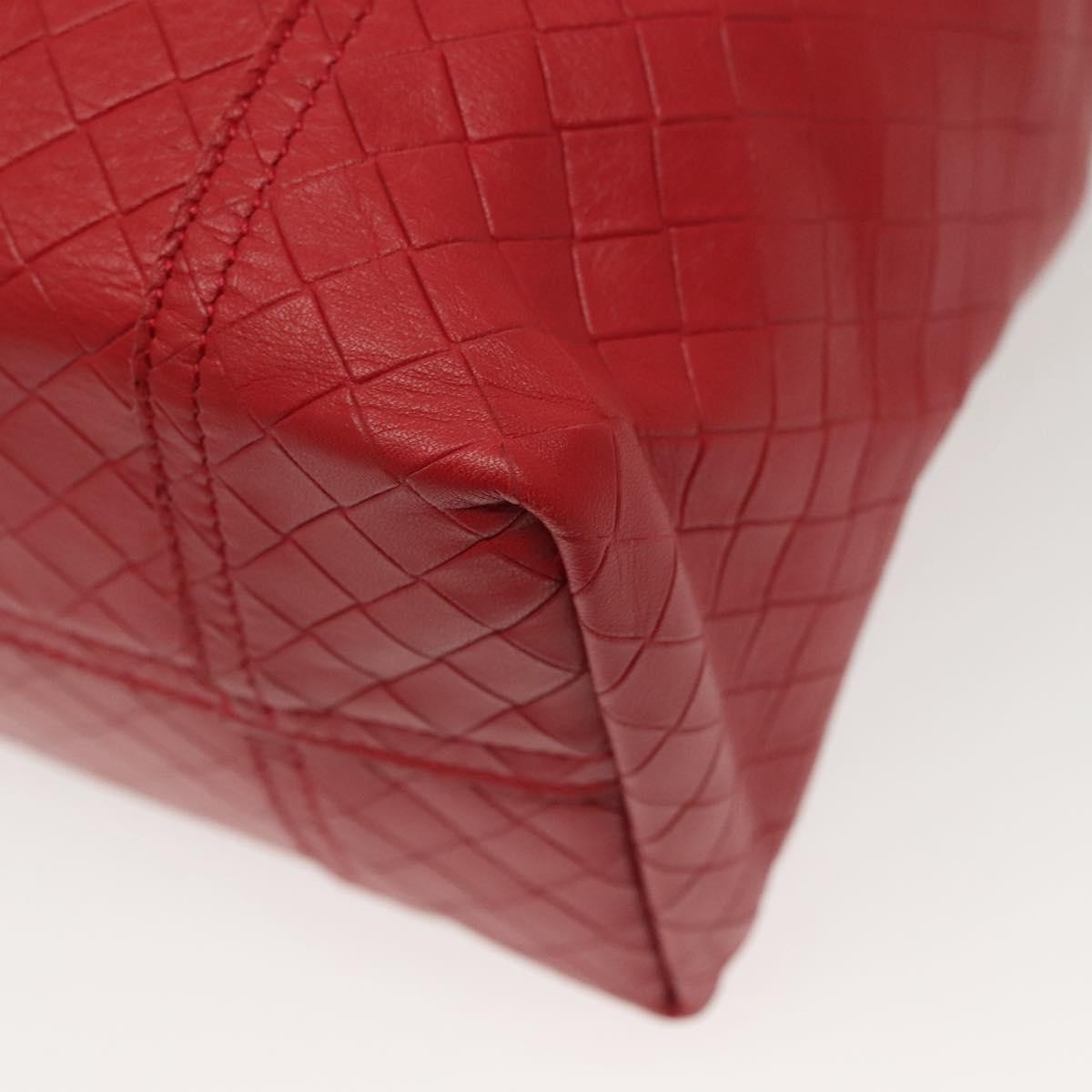 Bottega Veneta Intrecciomirage Tote Leather Red Leather Tote Bag Bag (Pre-Owned)