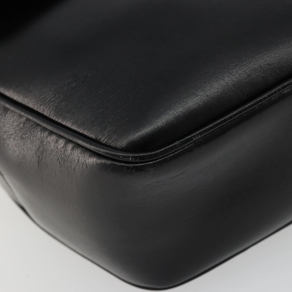 Celine Circle Logo Leather Black Leather Shoulder Bag Bag (Pre-Owned)