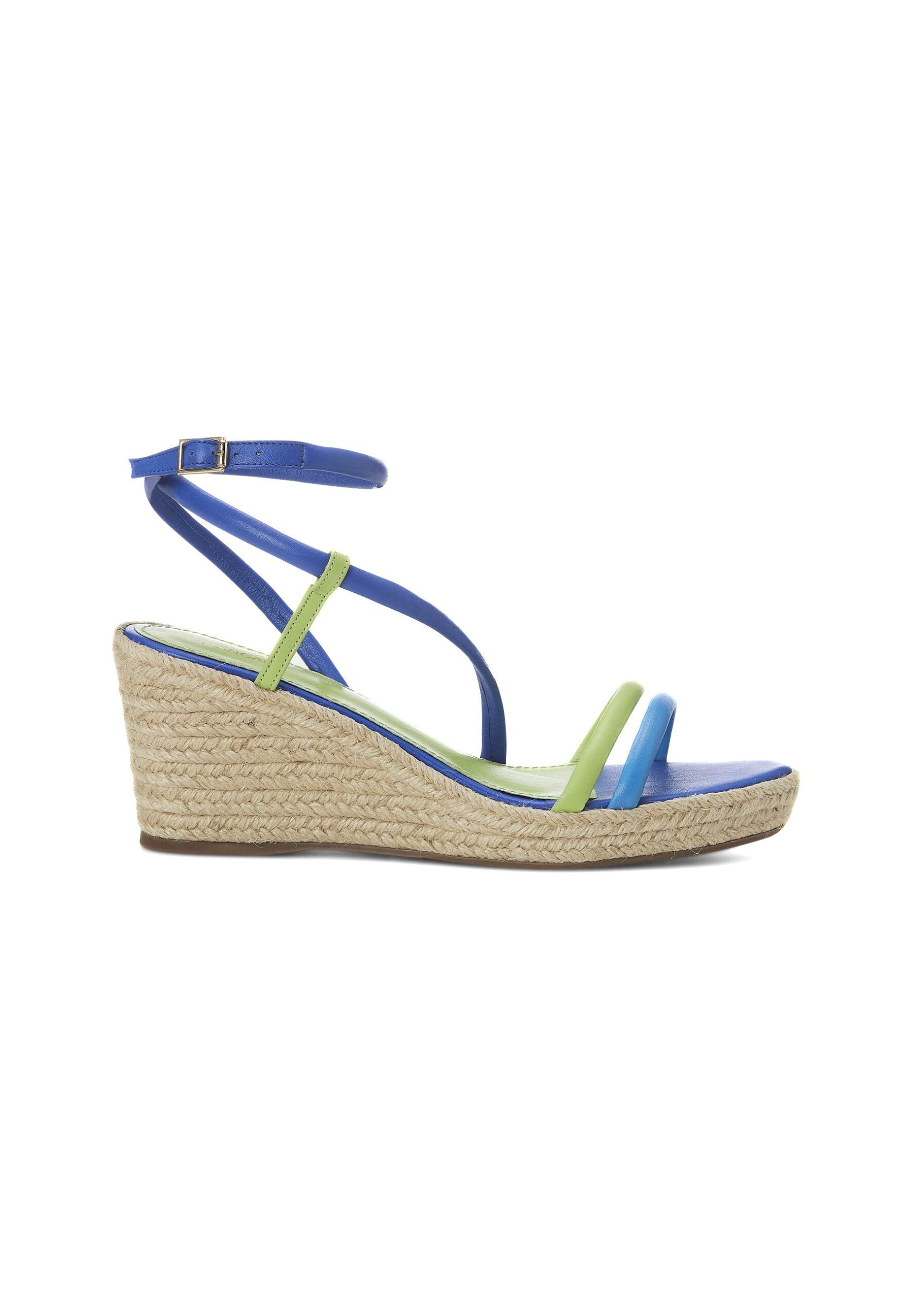 Mangará Atelier Blue Leather Espadrille Wedges Romã – Women’S Jute Platform Women's Sandals