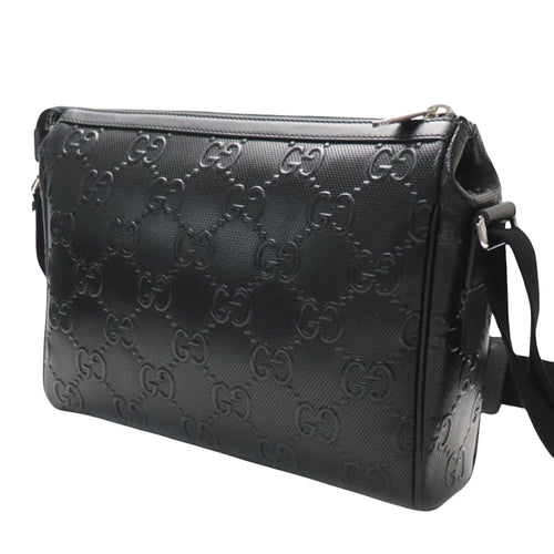 Gucci Gg Embossé Black Leather Shopper Bag (Pre-Owned)
