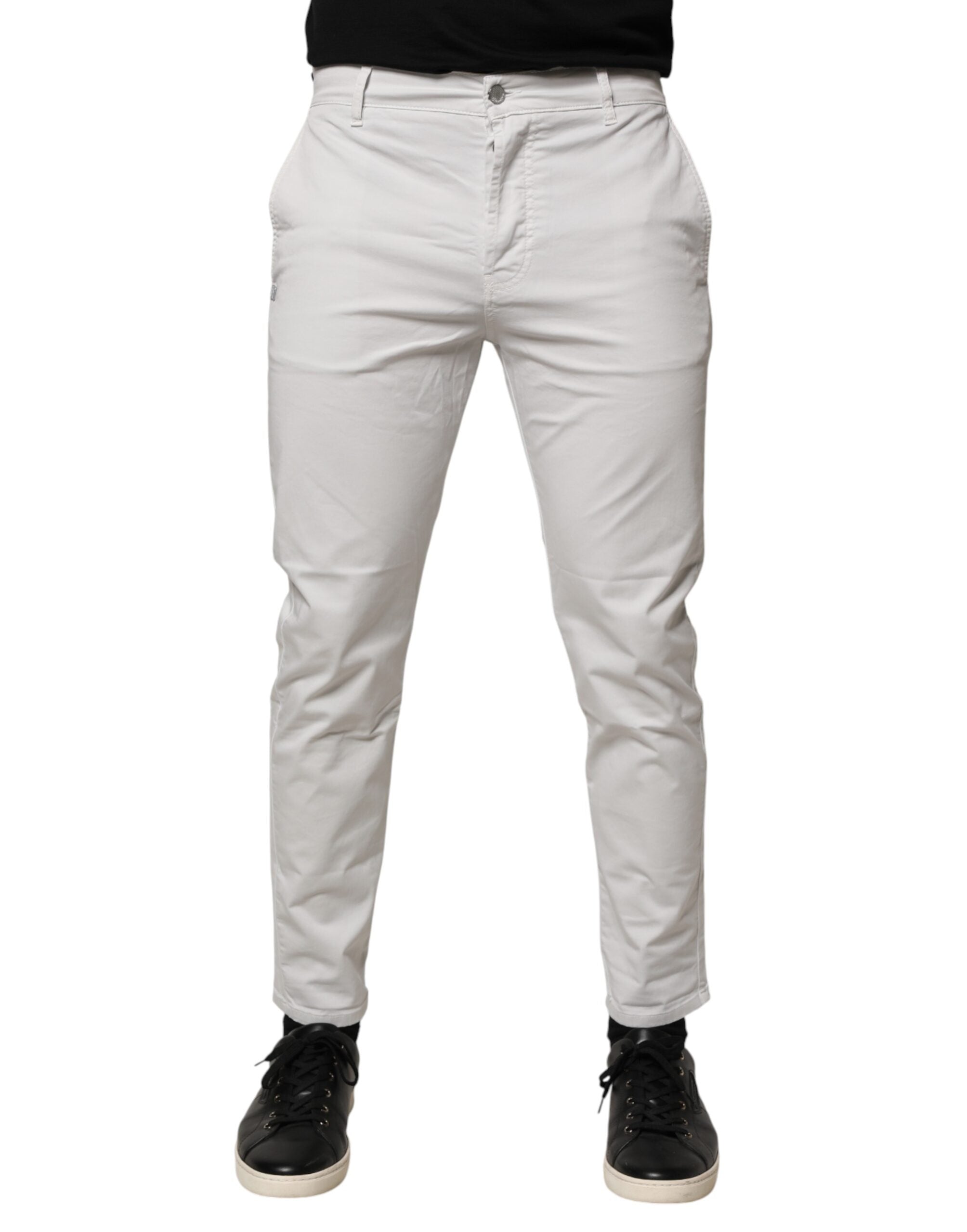 Daniele Alessandrini White Cotton Mid Waist Skinny Men Denim Men's Jeans (Pre-Owned)