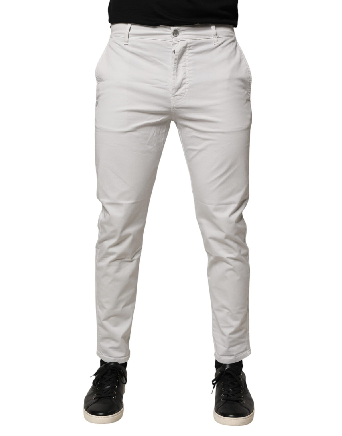 Daniele Alessandrini White Cotton Mid Waist Skinny Men Denim Men's Jeans (Pre-Owned)