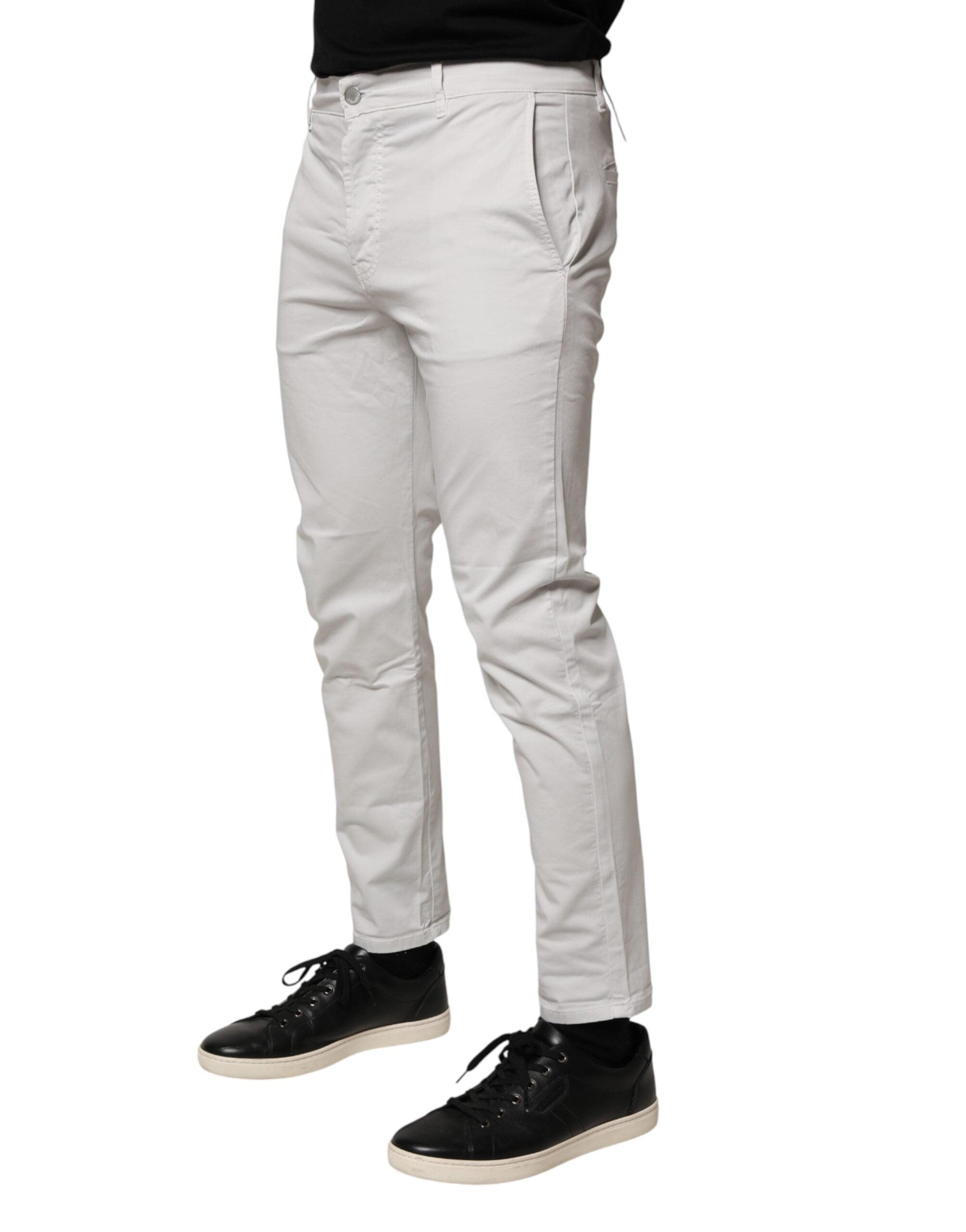 Daniele Alessandrini White Cotton Mid Waist Skinny Men Denim Men's Jeans (Pre-Owned)