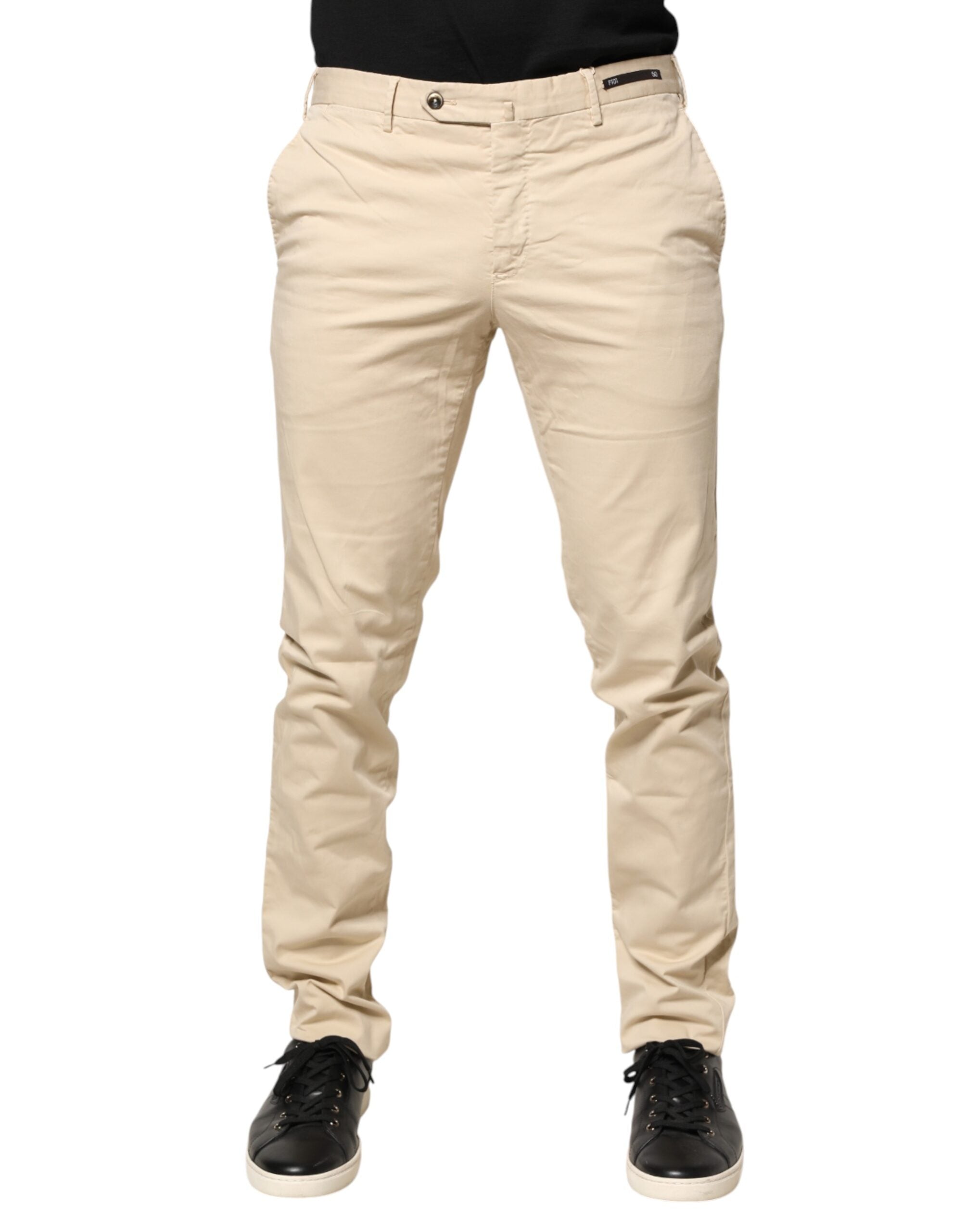 PT01 Beige Mid Waist Men Skinny Fit Chino Trouser Men's Pants (Pre-Owned)