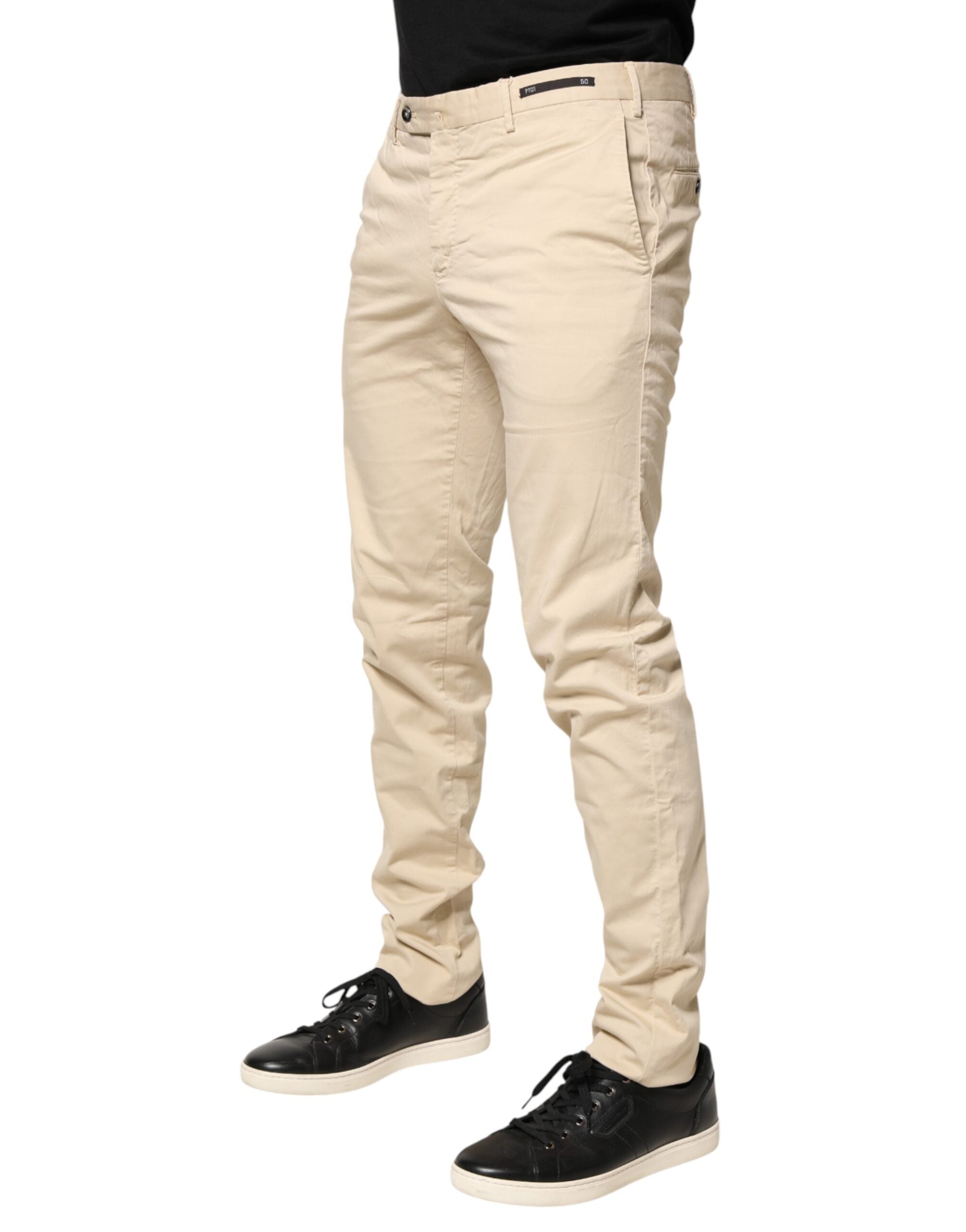 PT01 Beige Mid Waist Men Skinny Fit Chino Trouser Men's Pants (Pre-Owned)
