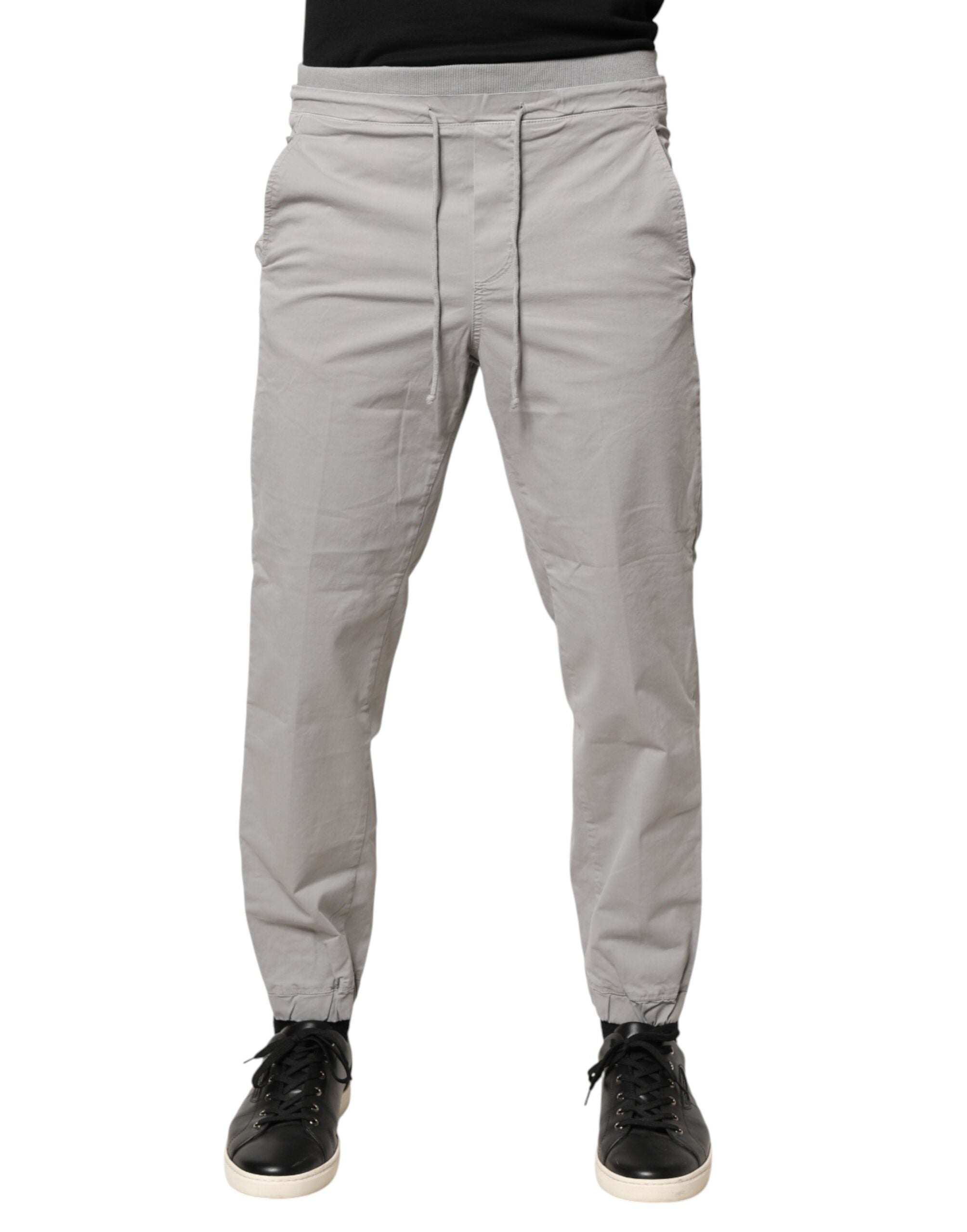 Dondup Light Gray Cotton Mid Waist Skinny Men Jogger Trouser Men's Pants (Pre-Owned)