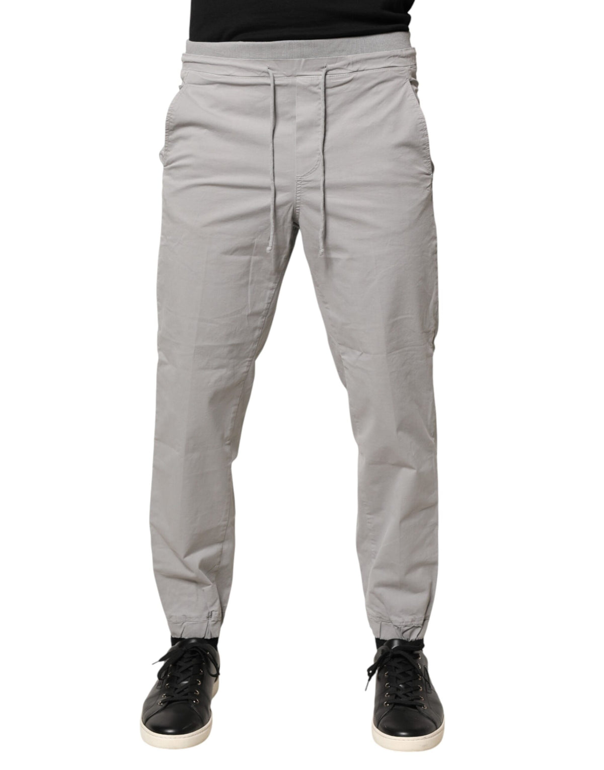 Dondup Light Gray Cotton Mid Waist Skinny Men Jogger Trouser Men's Pants (Pre-Owned)