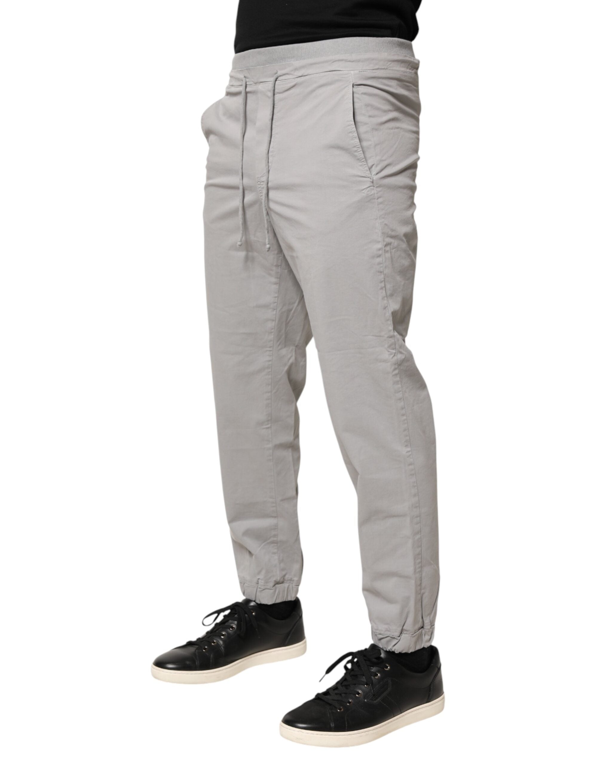 Dondup Light Gray Cotton Mid Waist Skinny Men Jogger Trouser Men's Pants (Pre-Owned)