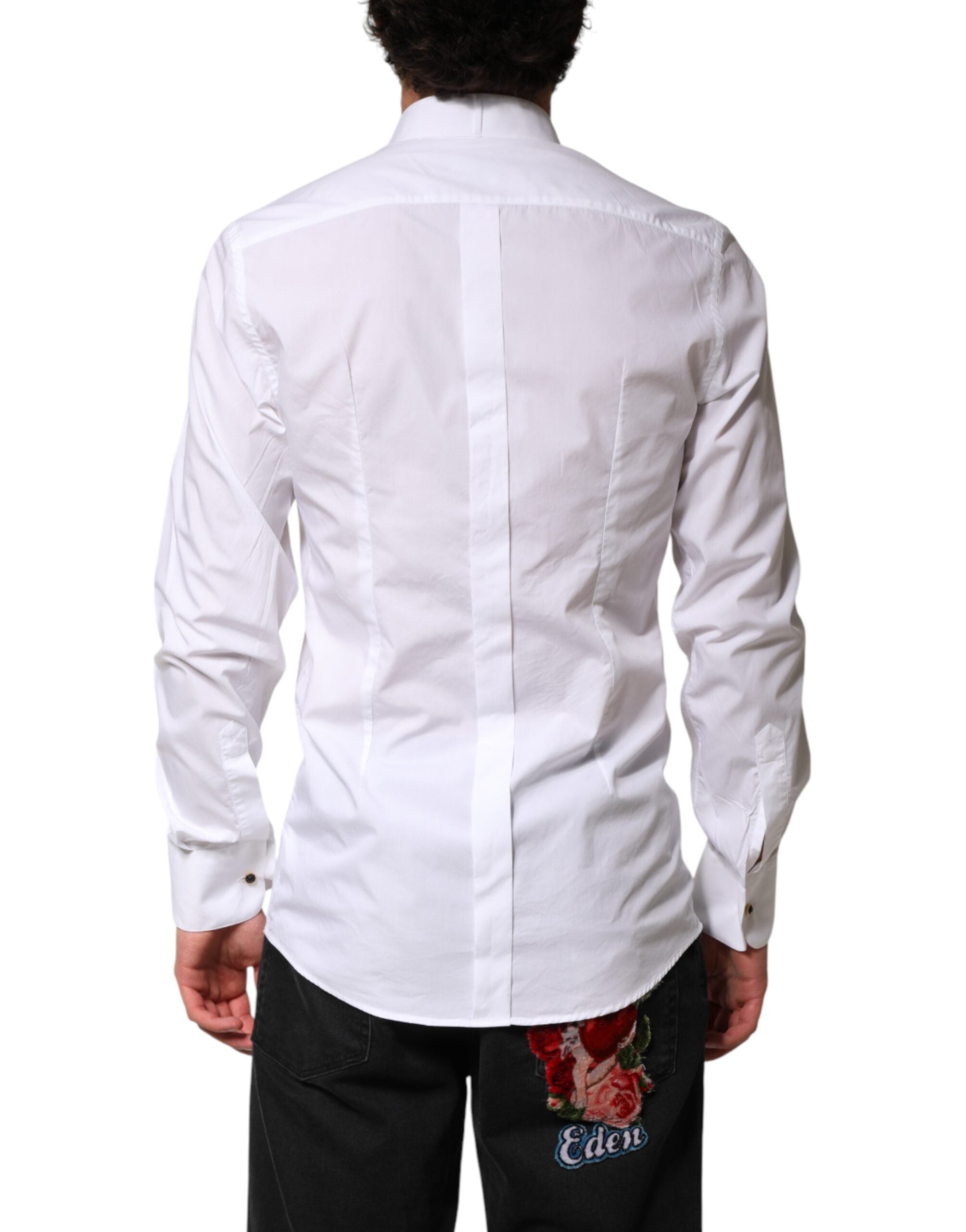 Dolce & Gabbana White GOLD Long Sleeves Formal Dress Men's Shirt (Pre-Owned)
