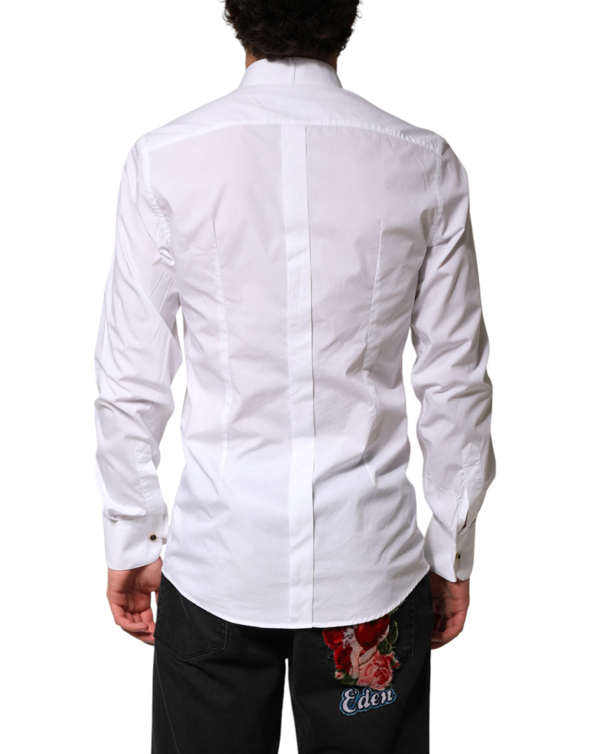 Dolce & Gabbana White GOLD Long Sleeves Formal Dress Men's Shirt (Pre-Owned)